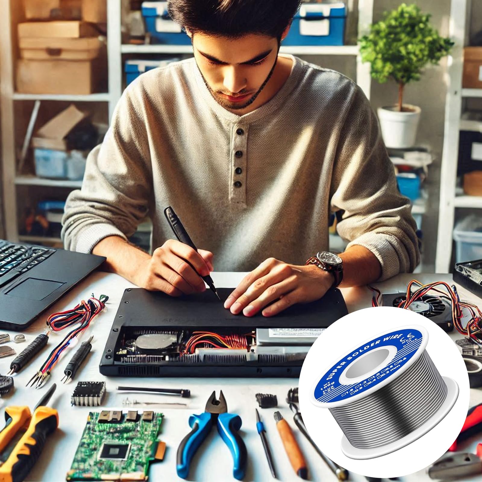 cyna lutownicza 1 mm, 100 g, bezołowiowa cyna do lutowania kalafoniowego, wysokiej jakości końcówki spawalnicze, do elektronicznego lutowania elektrycznego, dla majsterkowiczów i