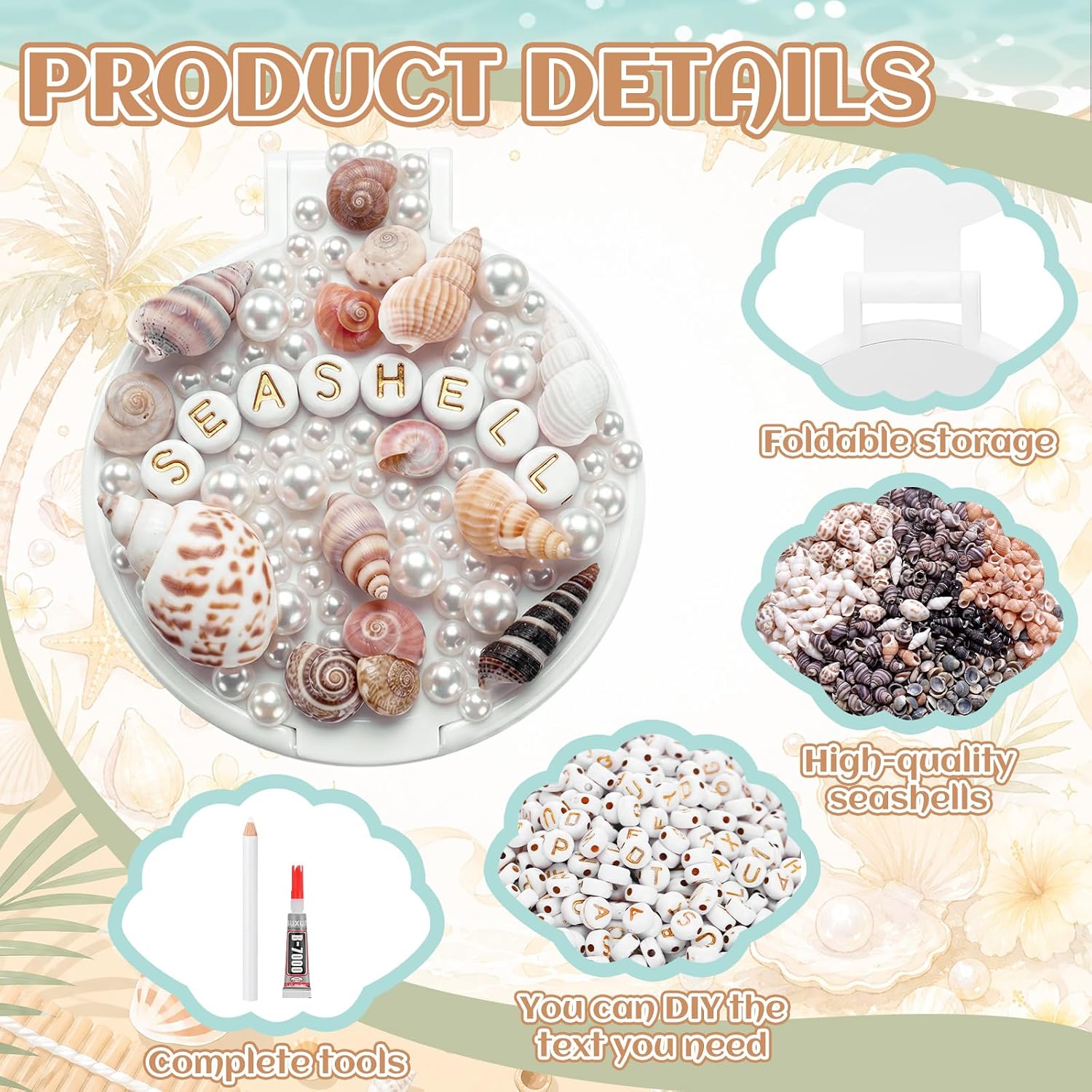 RattanView 24 Set Mermaid Compact Mirrors Craft DIY Kit with Portable Folding Round Makeup Mirrors Pearl Shell for Girls Women Bride Mermaid Wedding Girls Night Party Favor