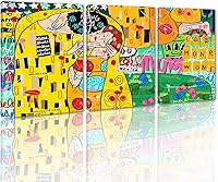 Vista 10 de Pintura de graffiti de árbol de la suerte sobre lienzo, 3 paneles, arte abstracto de árbol de deseos, póster impreso para sala de estar, dormitorio