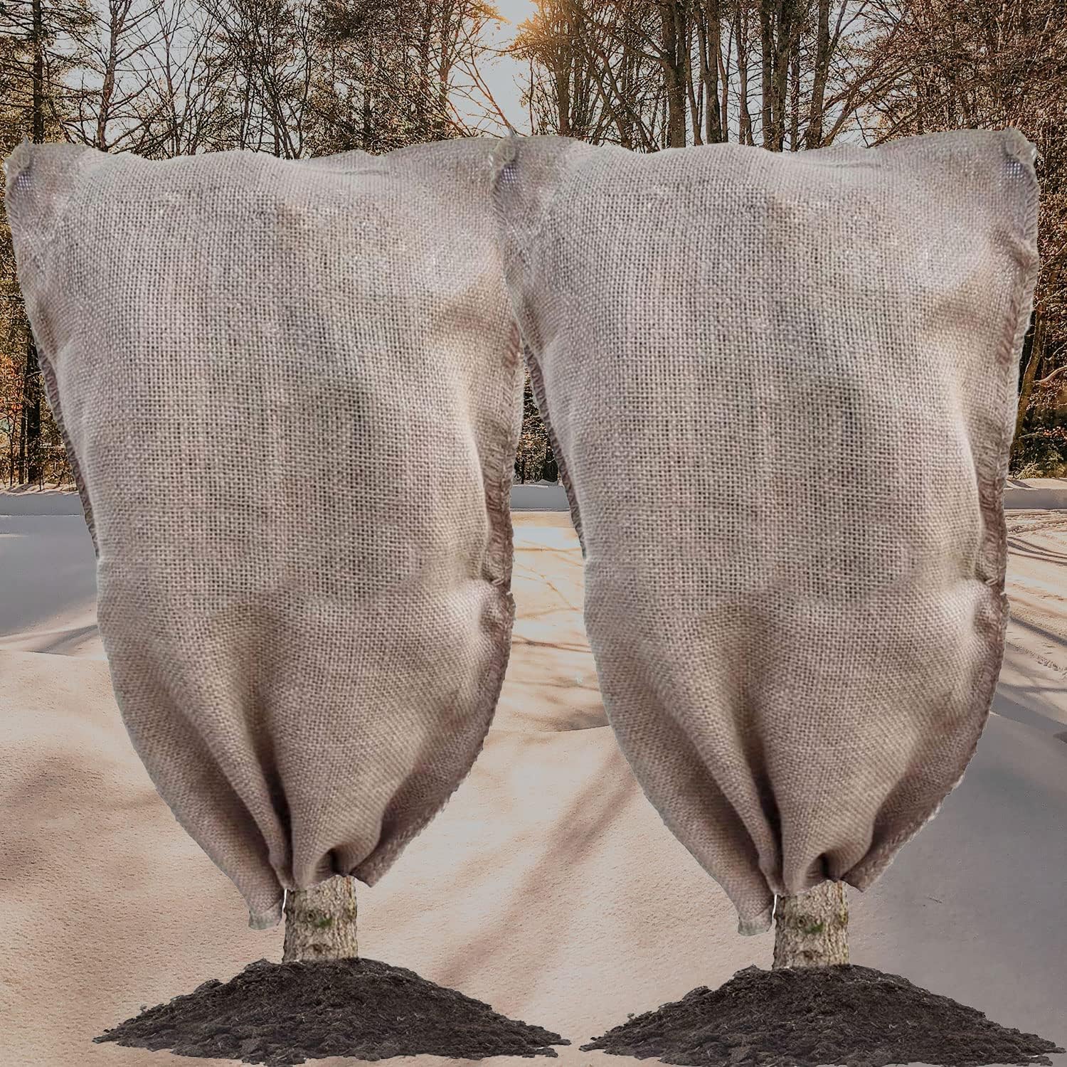 2 Pack 40″×47″ Burlap Winter Plant Cover Bags,Reusable