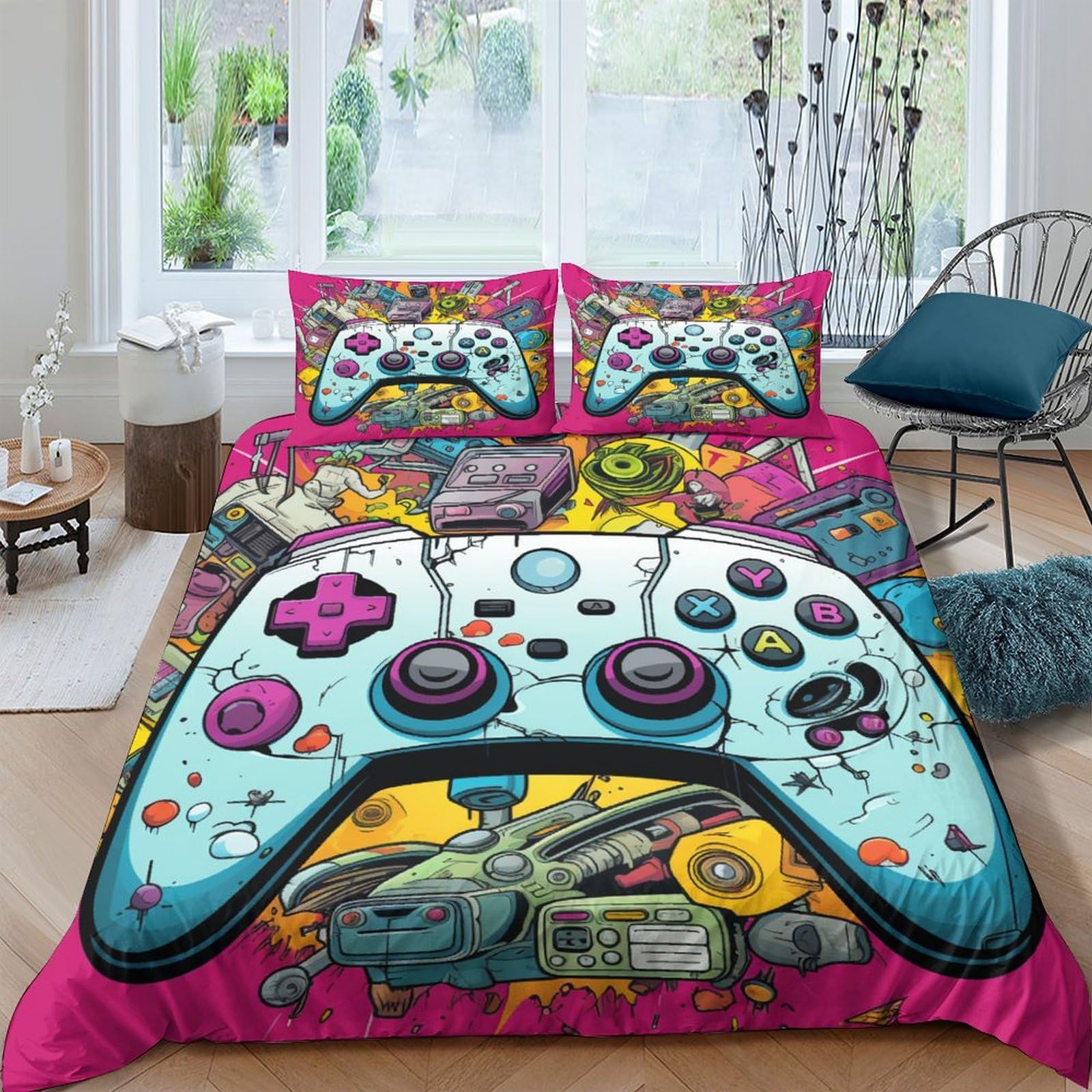 Housse de couette anime lit double - Parure de lit sport 200x200cm pour sommeil doux enfant ado