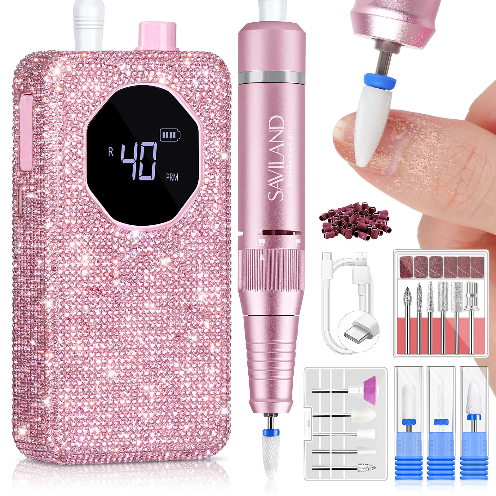 Amazon.com: SAVILAND Professional Nail Drill 40000 RPM: Portable