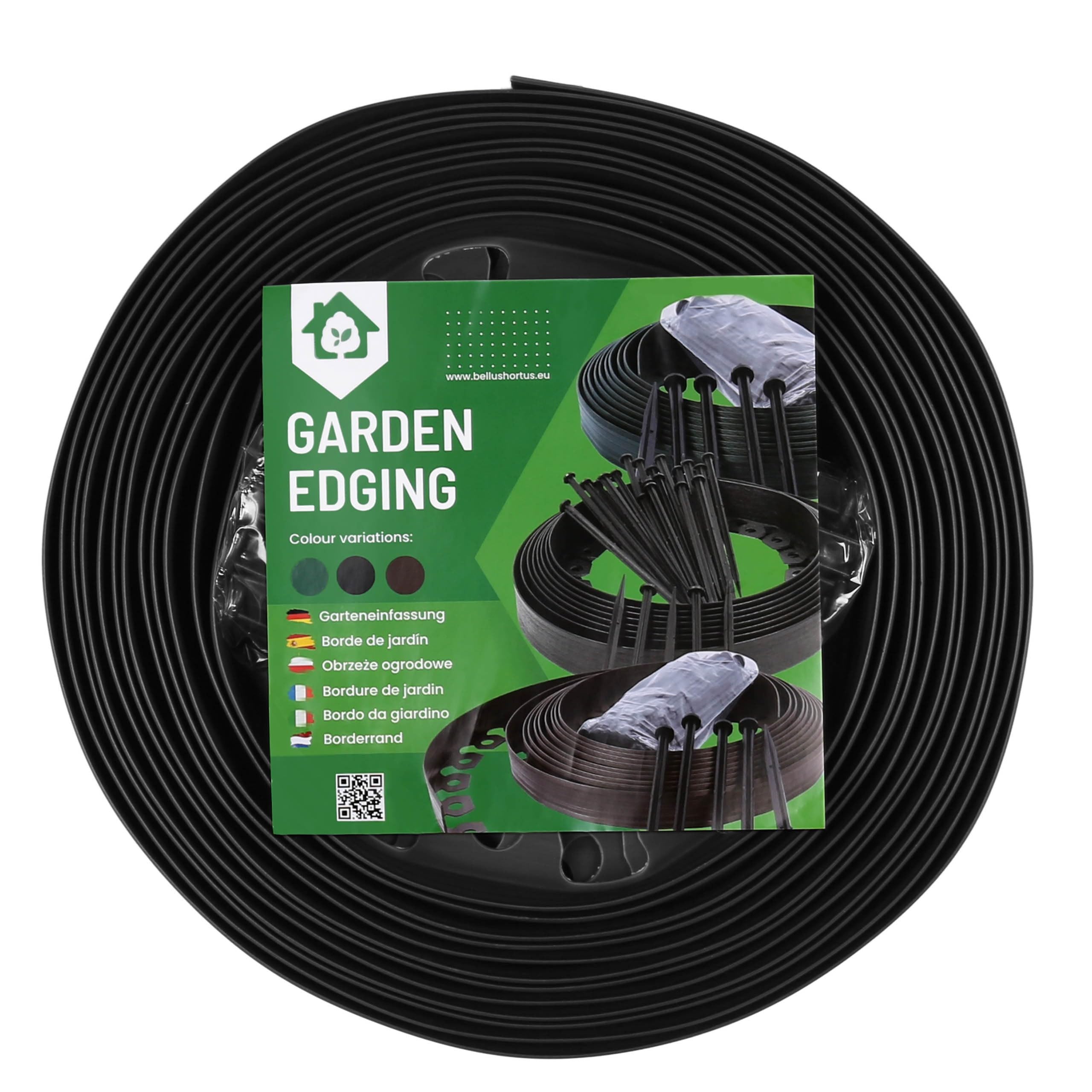 Bordo flessibile per giardino, bordo per prato morbido, bordo da giardino in plastica, 4 cm di altezza (10 m, nero)