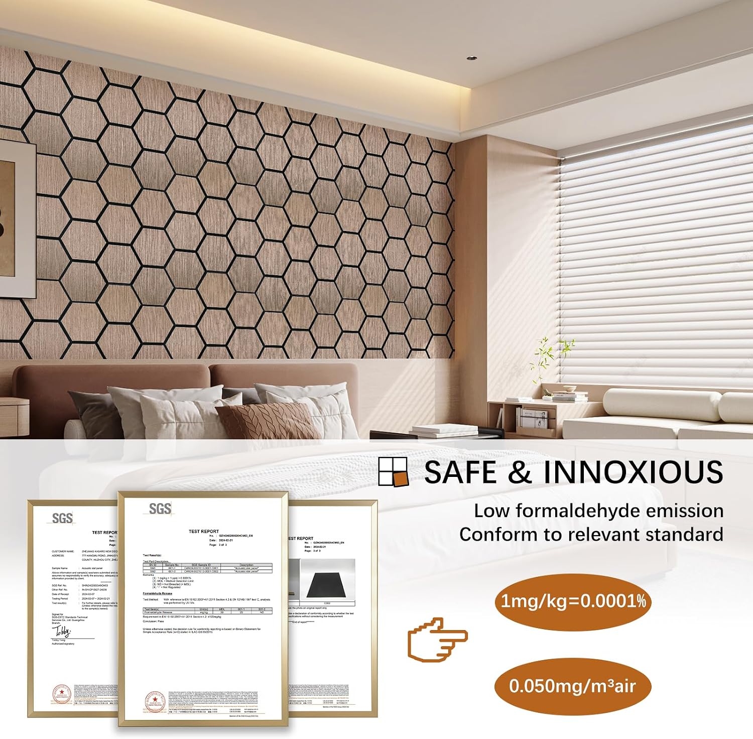 Hexagon Acoustic Wall Panels, Self-Adhesive Sound Absorbing Wall Panel by ARMURO, 4 Pack Covers 19.27 Sq Ft, Peel and Stick Noise Reducing for Home Office Studio Bedroom Wall Decor
