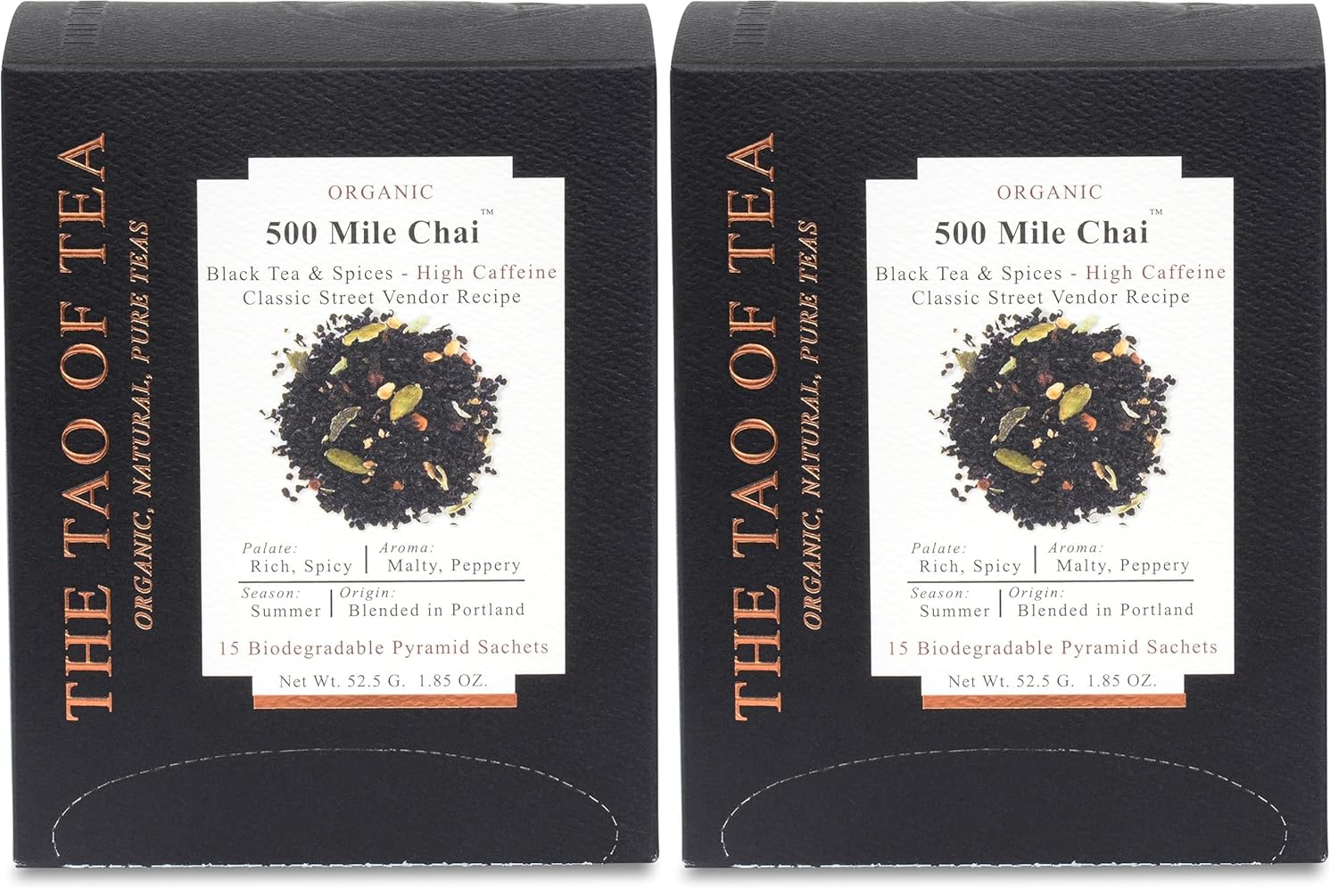 The Tao of Tea 500 Mile Chai Box Pyramid Sachets, 1.85 Ounce (Pack of 2)