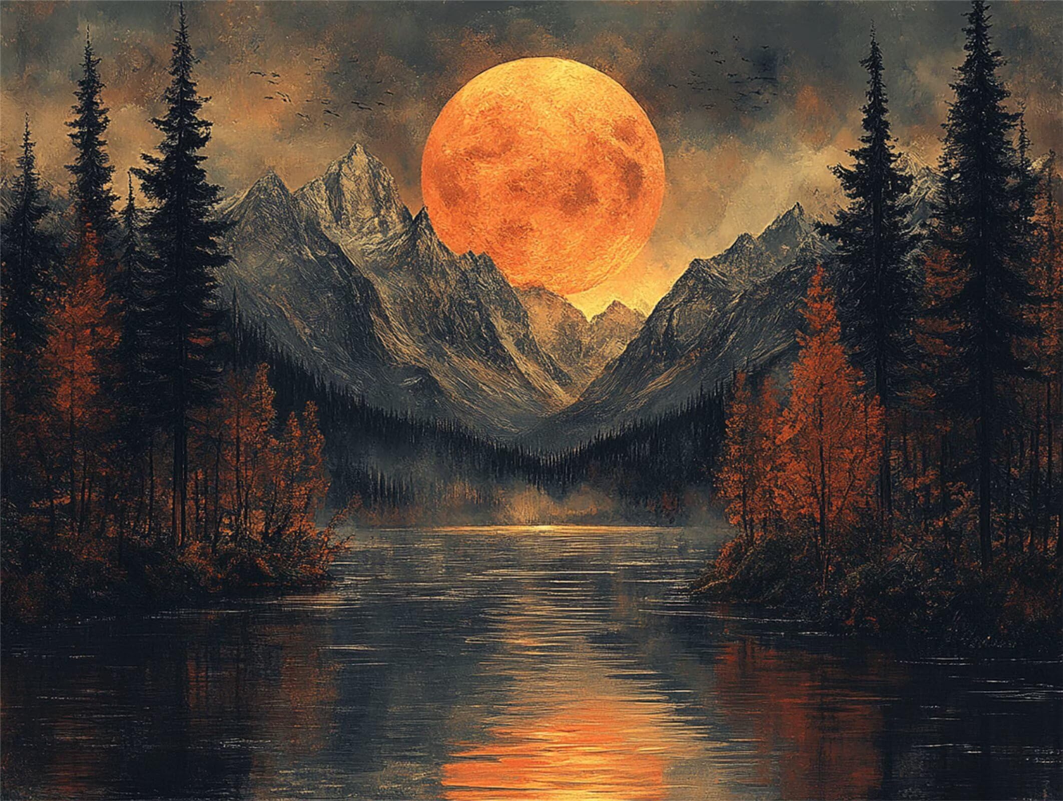 Puzzle 4000 Pieces Coucher de Soleil Puzzle Adulte 141x87cm Montagne, n-454