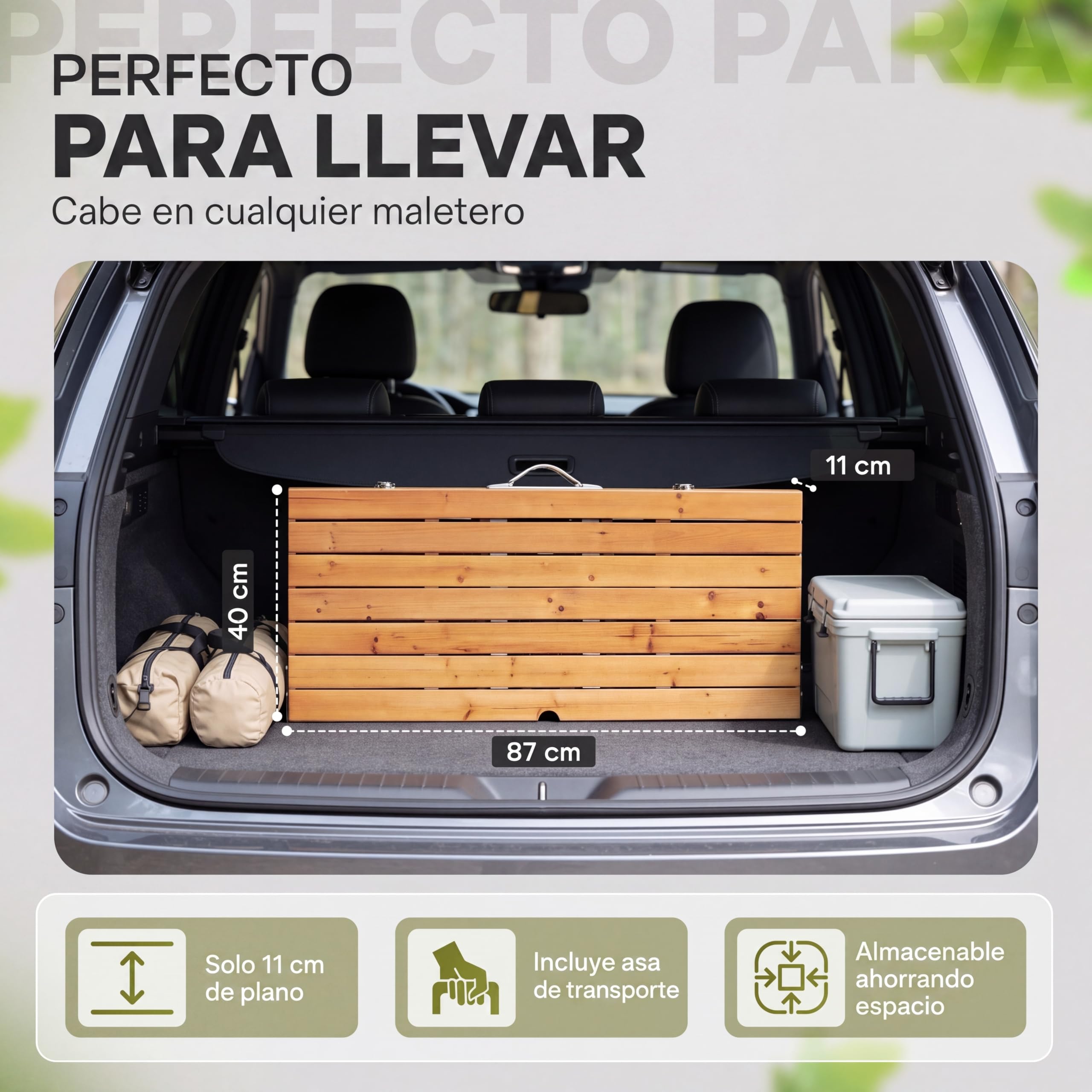 CASARIA® Set de Mesa Plegable Camping y 4 Asientos Madera Función Maleta Compacta Asa de Transporte Orificio para Sombrilla Resistente Intemperie Ideal Picnic Acampada Vacaciones Excursión Festivales