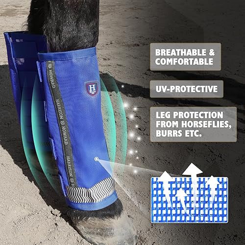 Vista 28 de Harrison Howard Botas de caballo sueltas con protección UV, leggings de malla fina duraderos con tiras reflectantes (juego de 4)