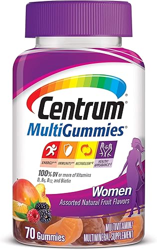 Centrum MultiGummies Gummy Multivitamínico para mujeres, suplemento multivitamínicomultimineral con vitamina D3, vitaminas B y antioxidantes, fruta