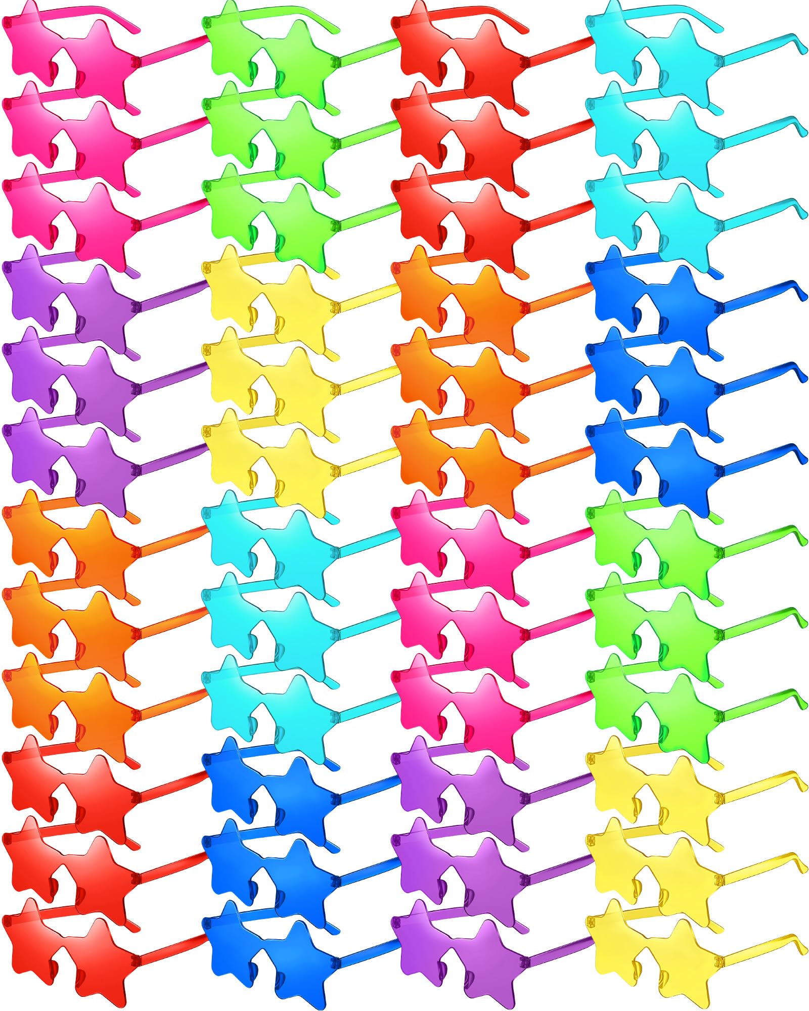 Sherr 48 Pairs Rimless Sunglasses Neon Party Supplies Colorful Glasses Plastic Sunglasses for Women Men Adults Party Favor