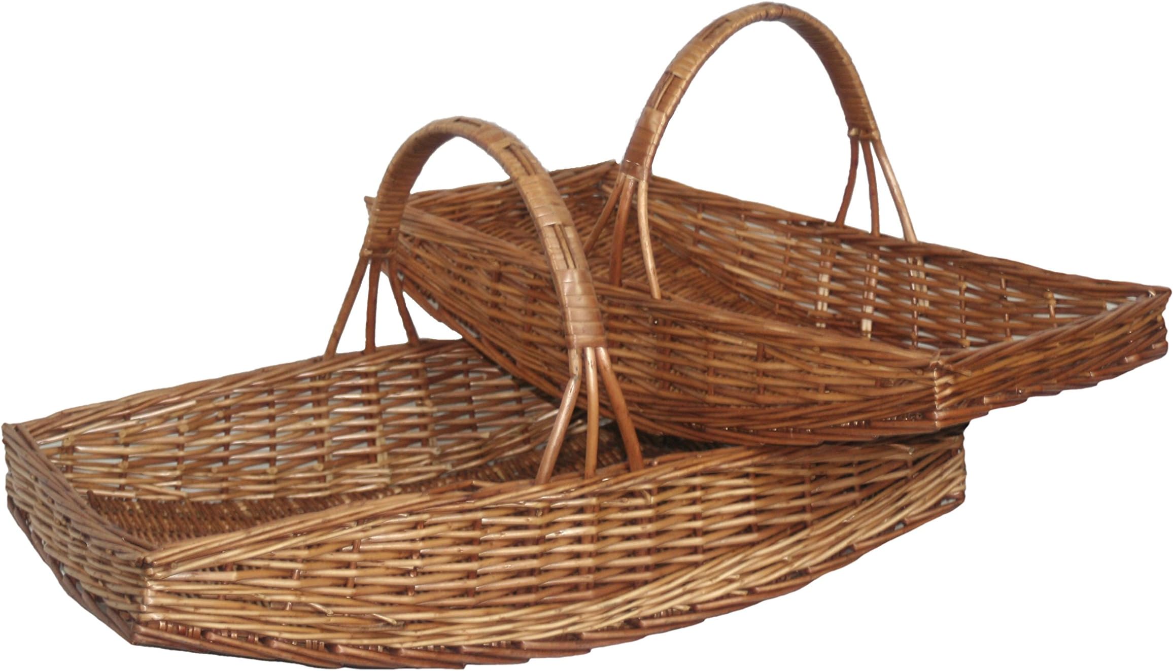 Willow Direct G001 Set Oblong Wicker Willow Garden Trugs Baskets Brown