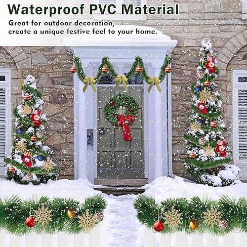 Miniatura 4 de Guirnalda de Navidad para decoración de Navidad, guirnalda verde para árbol de Navidad para decoración de interiores y exteriores, guirnalda