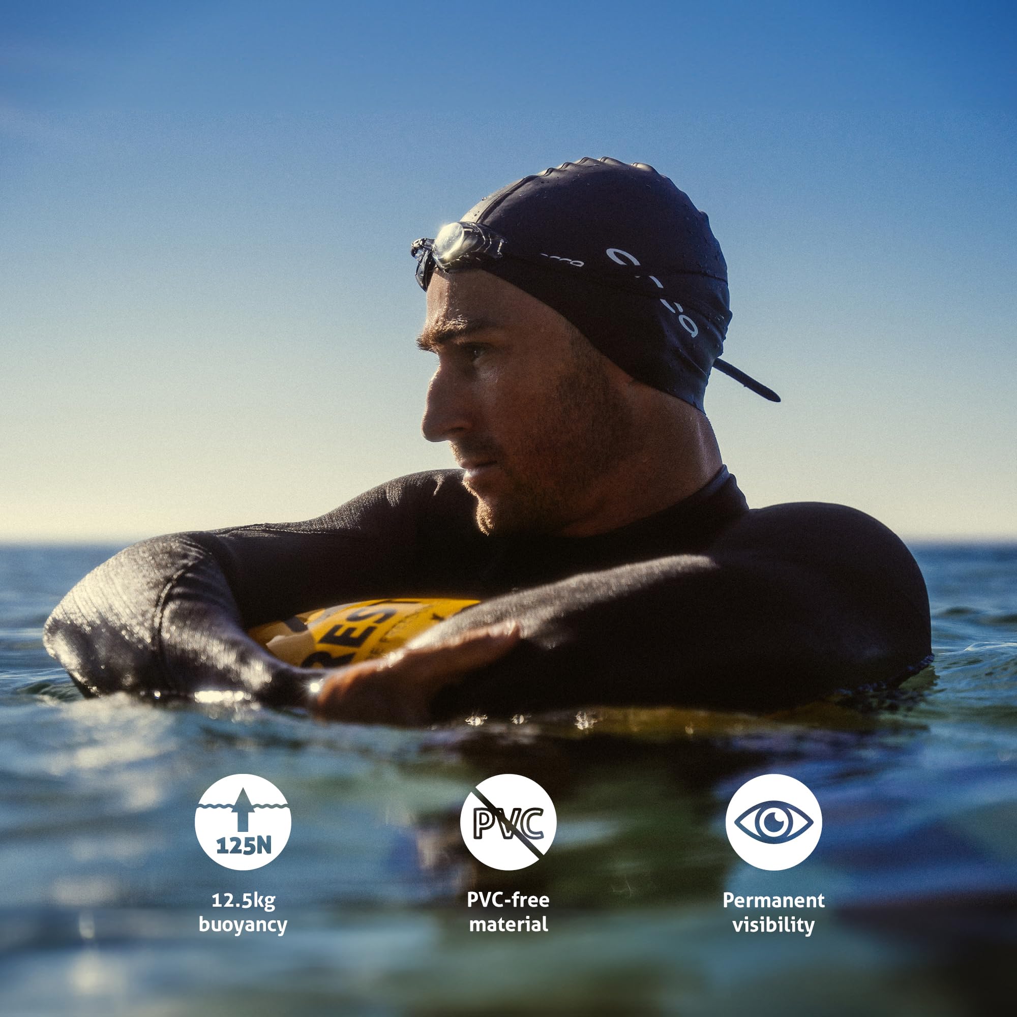 RESTUBE - Boa da nuoto con cintura regolabile, 12,5 l, dispositivo di sicurezza premium per nuoto in acque libere, 12,5 kg, senza PVC, ideale per triathlon, kayak, altamente visibile