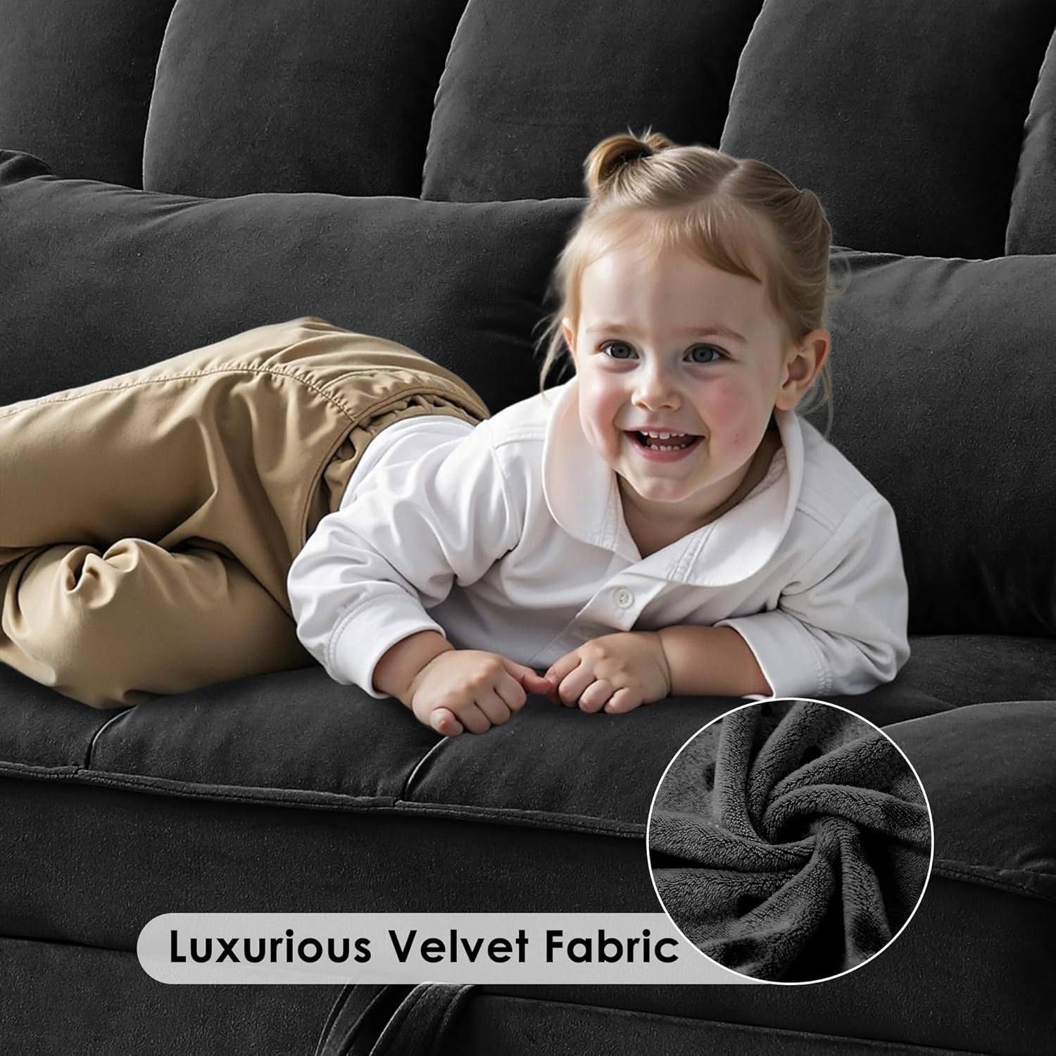 Sleeper Sofa Bed,55'' Convertible Pull Out Couch with Side Pockets,Velvet Fabric Loveseat Sleeper Sofa with Adjustable Backrest for Living Room,Apartment(Black)