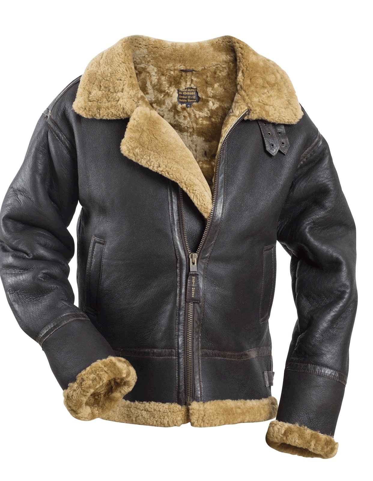 Noble House B-3 Sheepskin Alpha Pilot Jacket (S) at Amazon Men's
