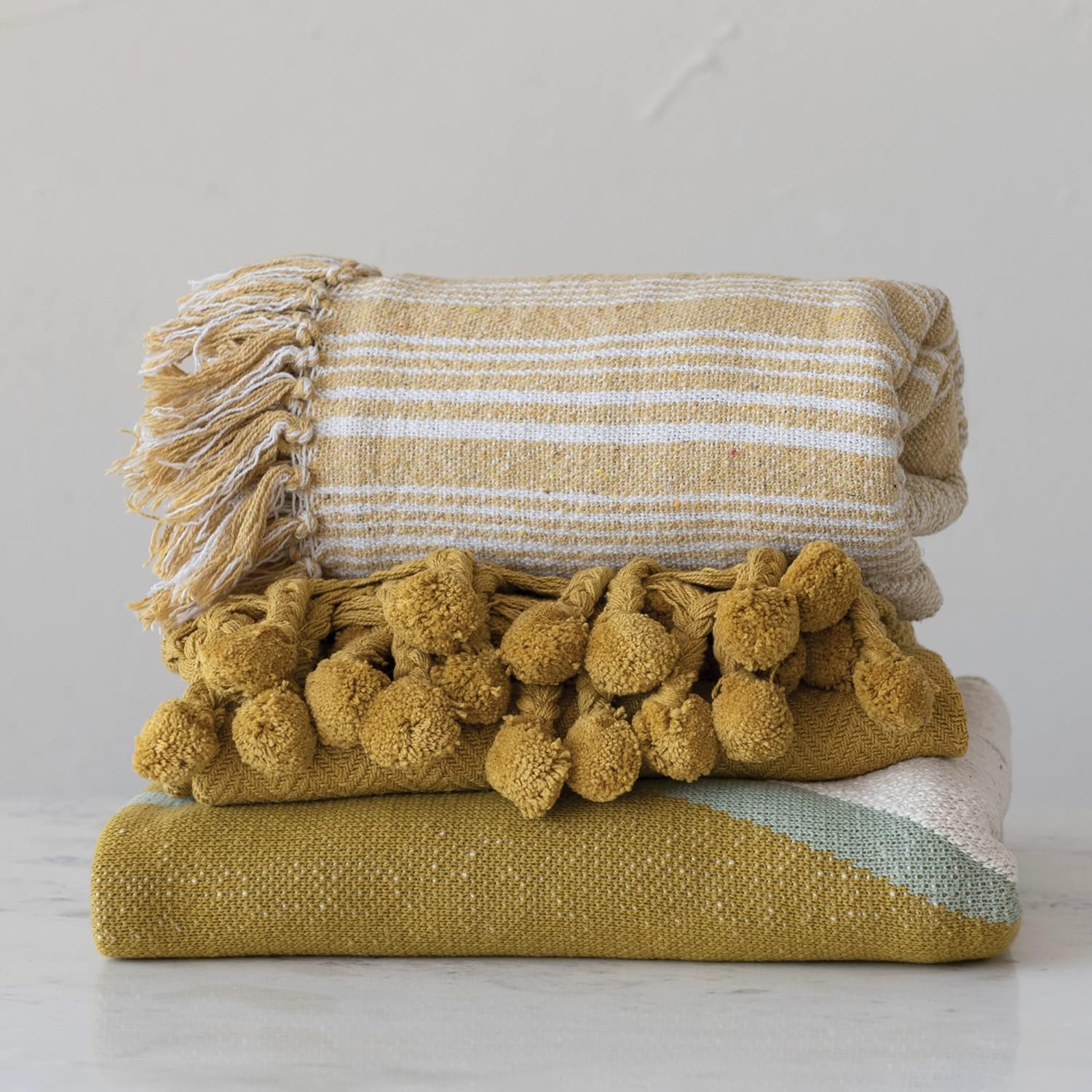 Creative Co-Op Cotton Knit Throw Blanket with Flowers, Multicolor - Image 2