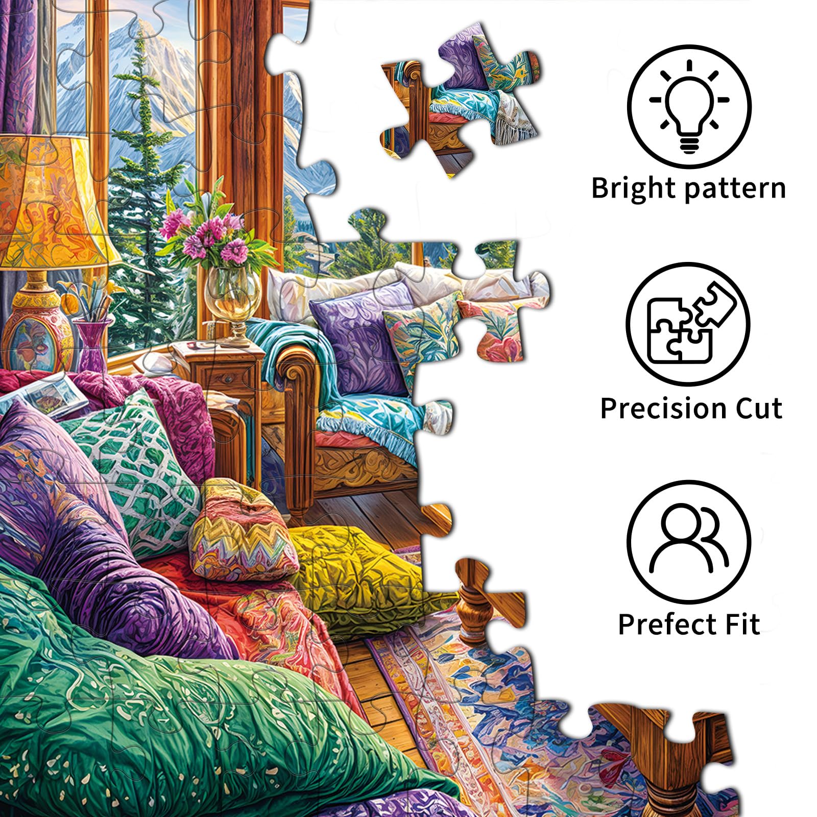 Puzzle 1000 elementów dla dorosłych i dzieci, Niemożliwa Gra, Układanka jako Prezent, Sprytne Zagadki, Kolorowe Układanki, Puzzle z Motywem Ciepłego Domu