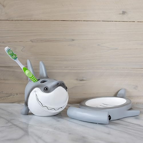 Miniatura 3 de Fish 'N Sharks - Soporte para cepillos de dientes, color blanco