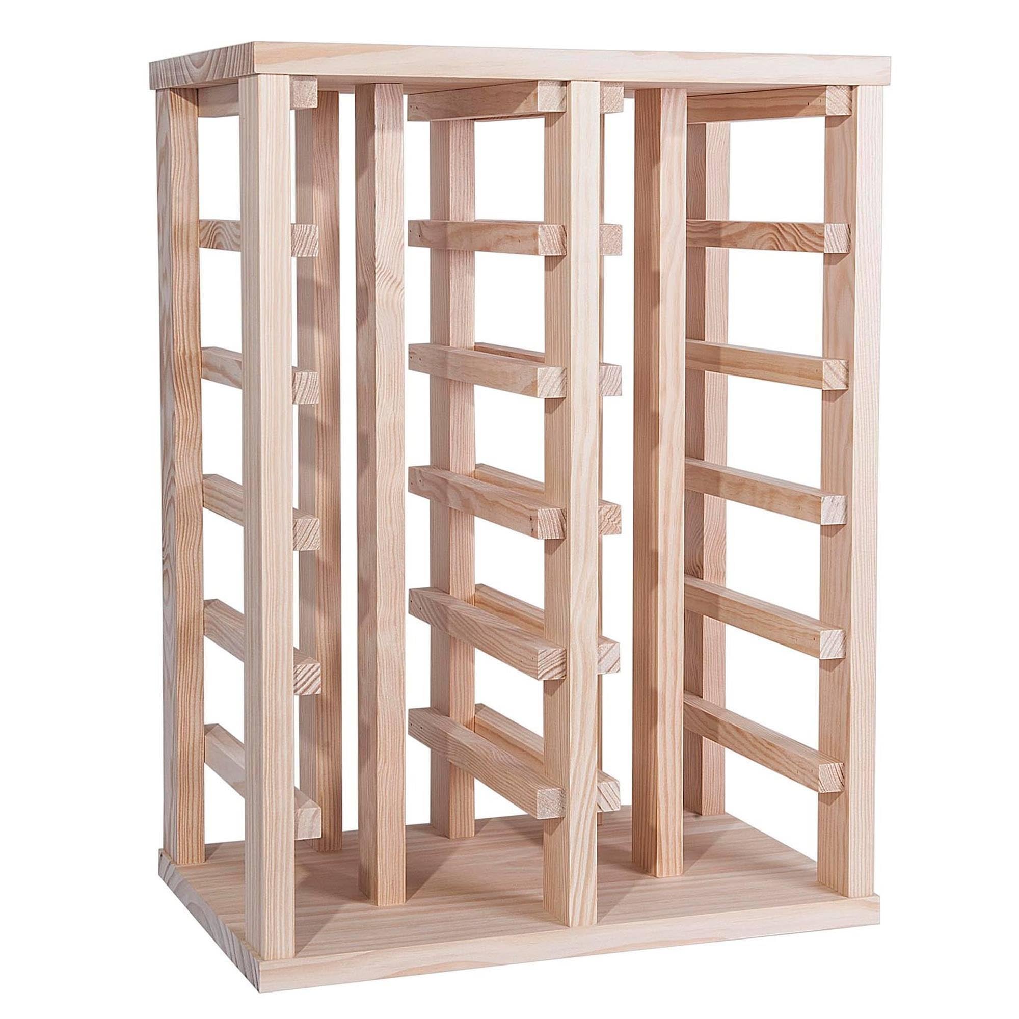 WELL HOME MOBILIARIO & DECORACIÓN Botellero en Madera de Pino con 24 estantes SIN barnizar H.66cm, 45 x 31.5 x 61 cm