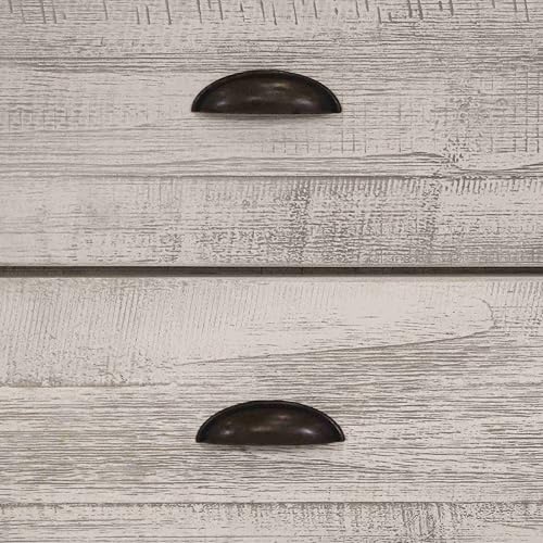 Miniatura 6 de Grain Wood Furniture Montauk - Mesita de noche con 2 cajones color blanco roto rústico