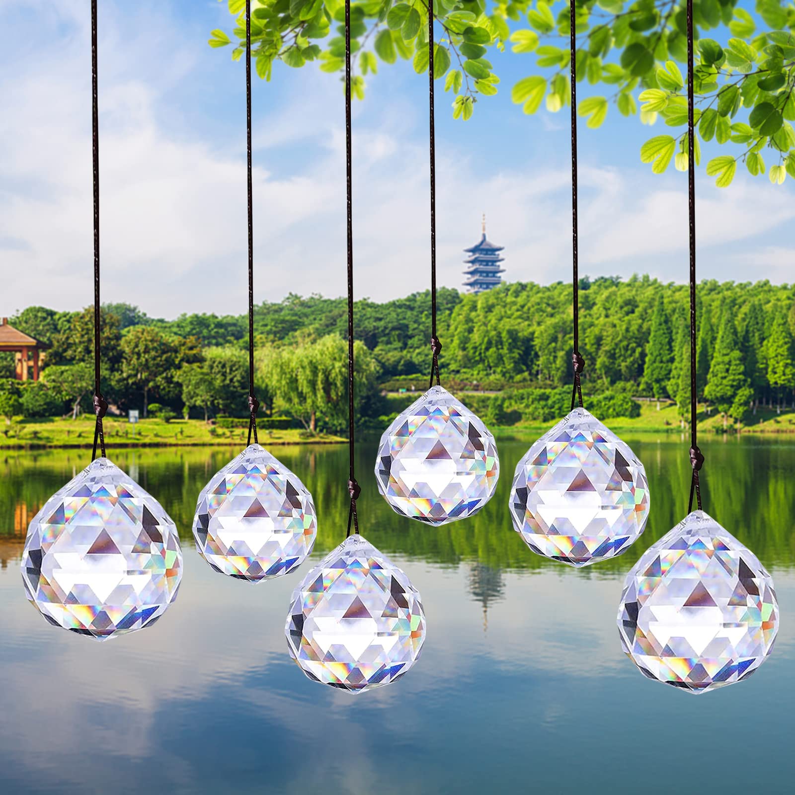 Carillon à Vent,Attrape-soleil Suspendu à Prisme En Cristaux, Pour Décoration De Fenêtres