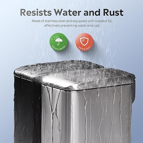 Miniatura 8 de WLIVE Cubo de basura de baño de 1.3 galones  5 litros con tapa, pequeño cubo de basura de acero inoxidable, cubo de basura de forma delgada con