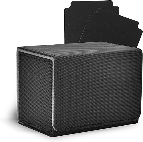 Caja de cartas con 2 divisores, caja de almacenamiento de tarjetas coleccionables de capacidad estándar para más de 80 tarjetas de doble manga,