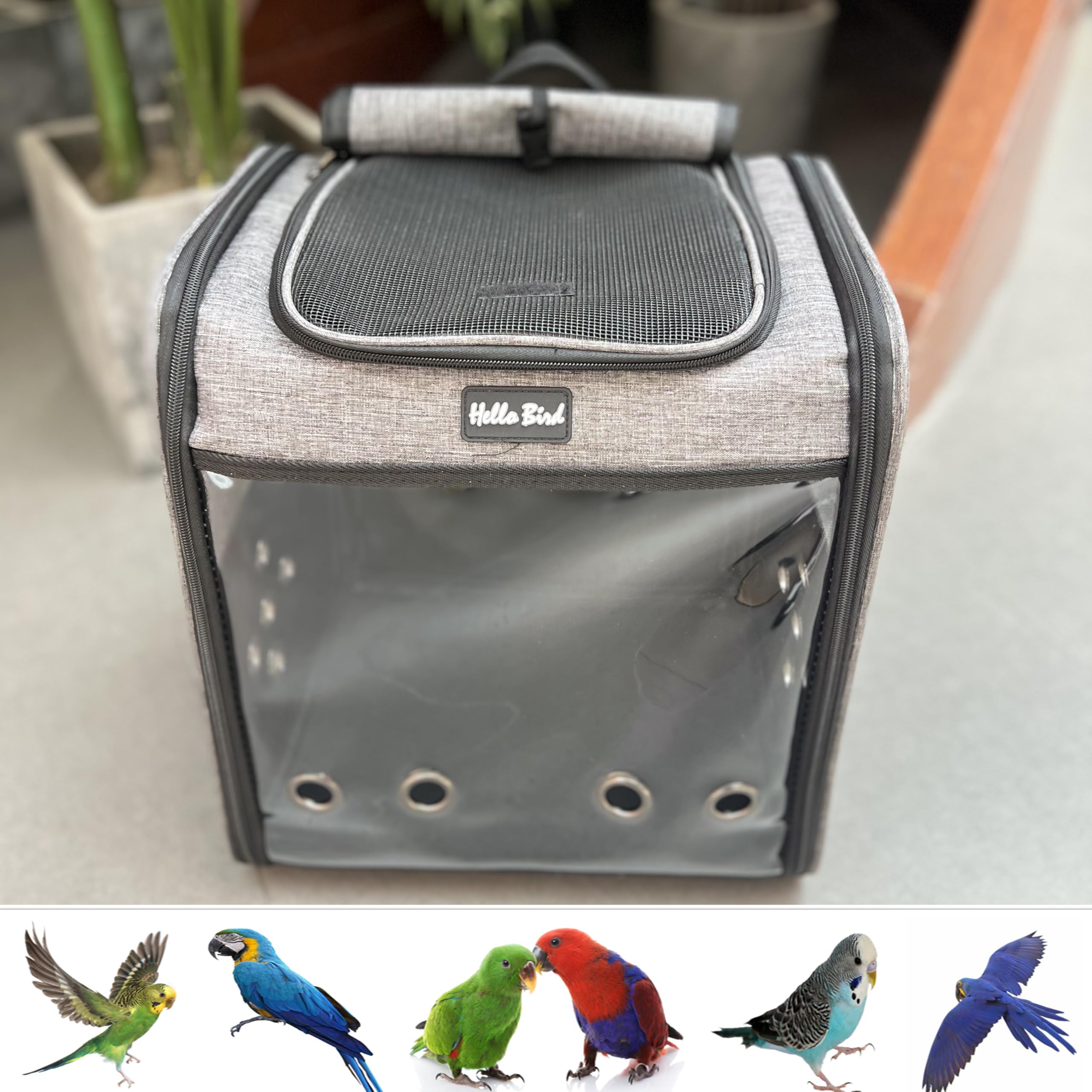 SOLAPOLLO Mochila transpirable para transporte de mascotas, mochila ligera y portátil para exteriores, impermeable, con amplia visión y sombra para el paseo, gris