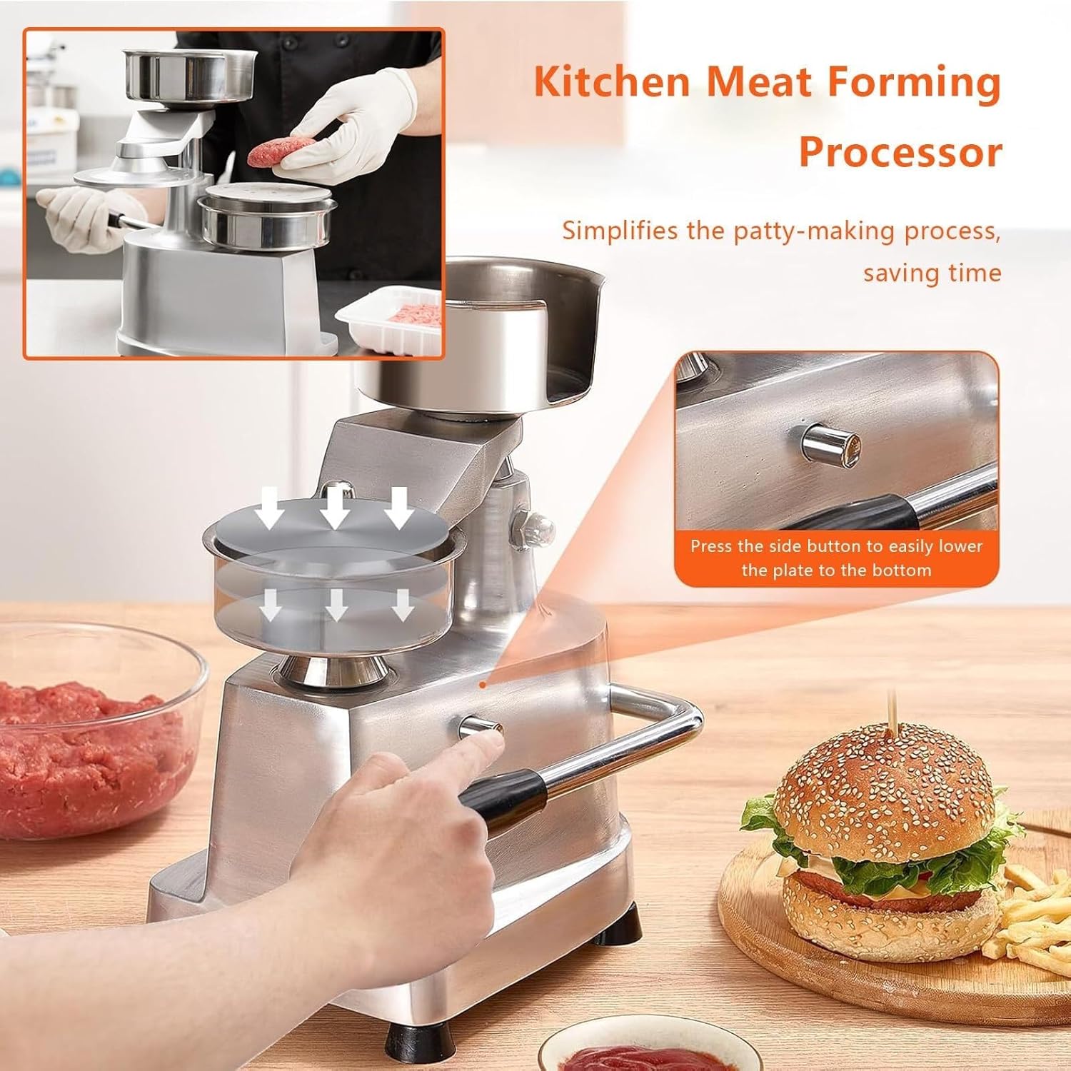Commercial Hamburger Patty Maker, 4" Beef & Veggie Patty Mold for Grill, BBQ, Perfect Meat Patty Press for Delicious Burgers, Ideal for Restaurants & Home Chefs