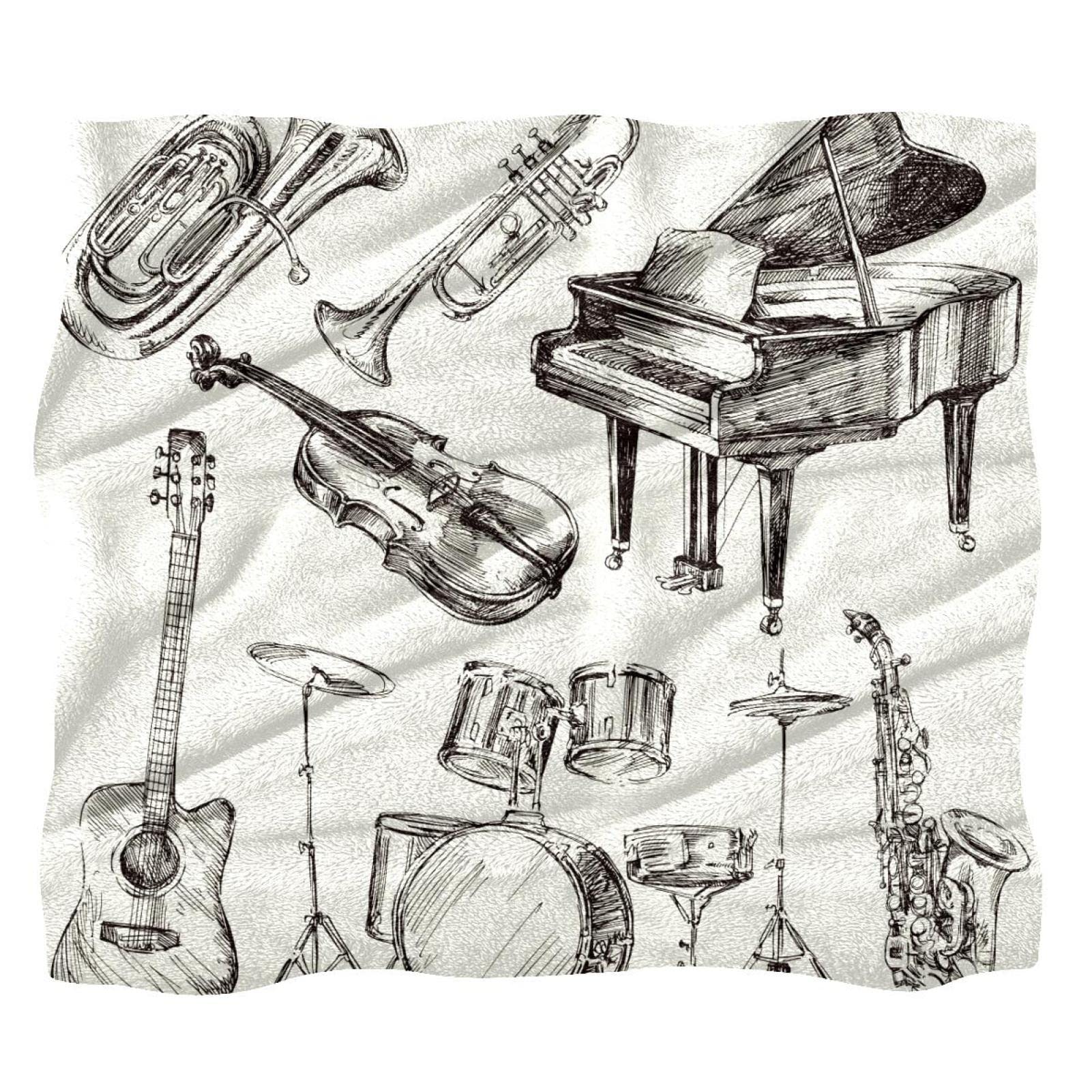 Coperta in pile per strumenti musicali per divano, divano o letto