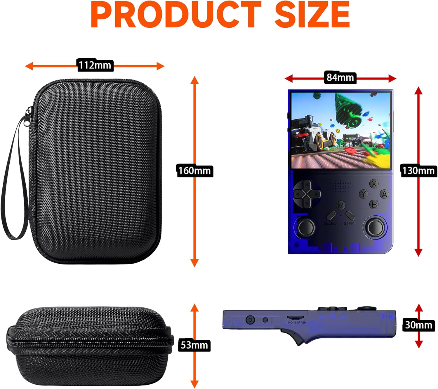R40 Retro Handheld Game Console with Storage Case - Open Source System,3.5" IPS Screen, 18,000+ Classic Games, 128G TF Card, 3000mAh Battery, Portable Gaming Player for Travel, Blue