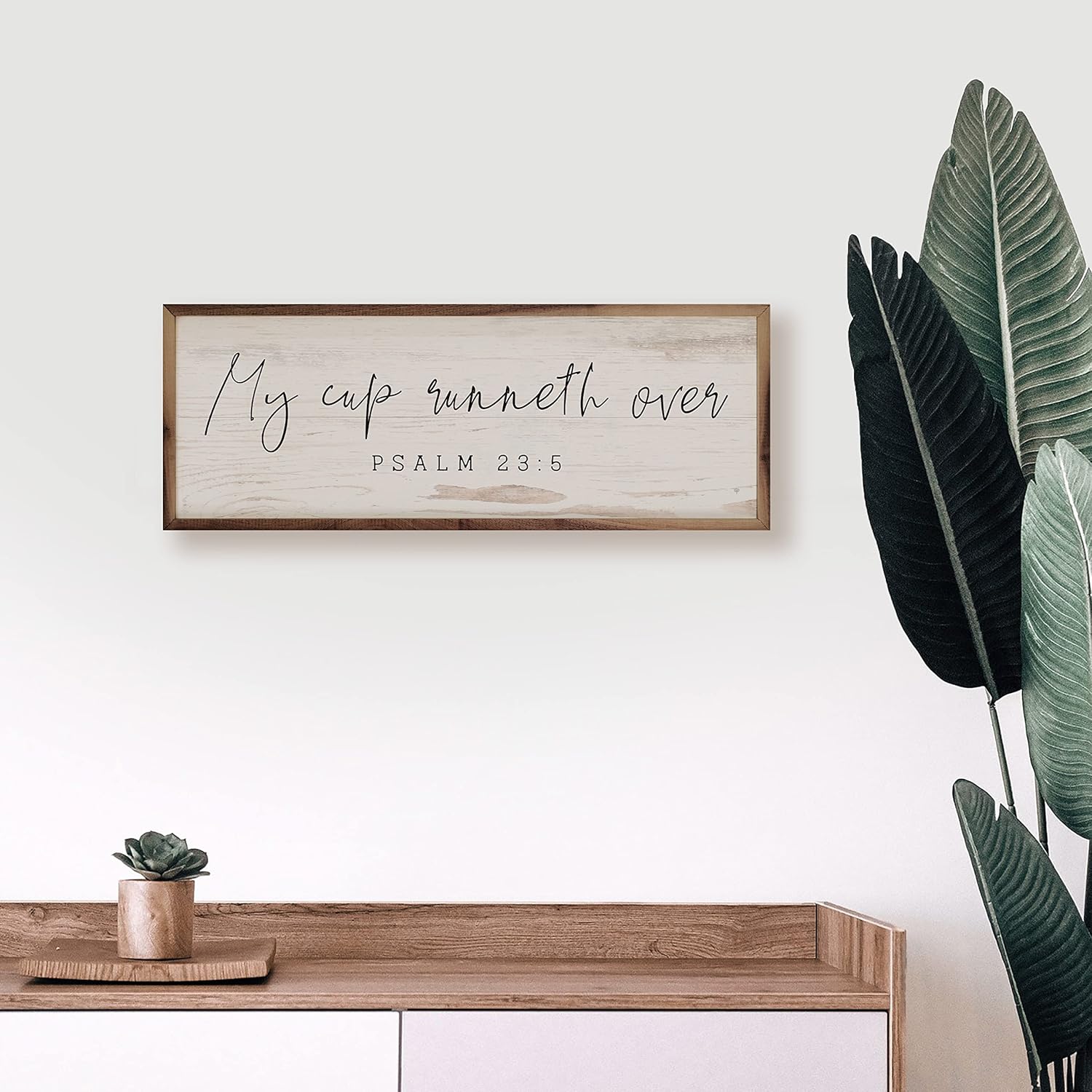 My Cup Runneth Over Psalm 23 5 Whitewash Faith Wall Home Decor Series Wooden Sign Décor By Kendrick Home, Different Size Faith Wall Decor, Home Wall Decor, Signs For Home Decor Wall (36x12)