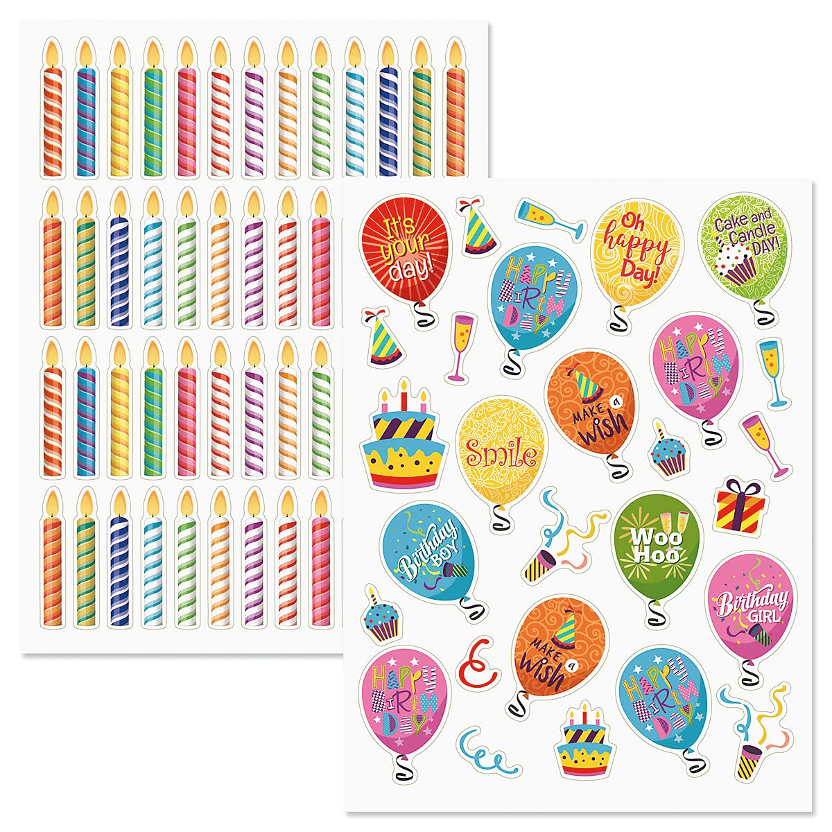 Snapklik.com : Birthday Sticker Variety Pack - 8 Sheets, 70 Assorted ...