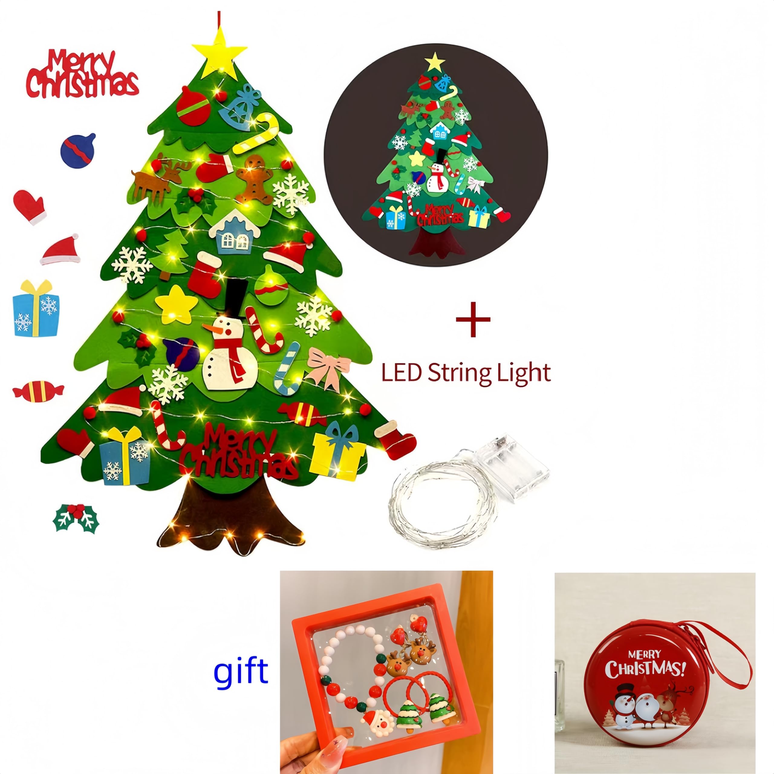 Wuyue Hua Children’s DIY Felt Christmas Tree Kit Wall Hanging Xmas Tree for Kids & Toddlers with 32 Ornaments - Image 2