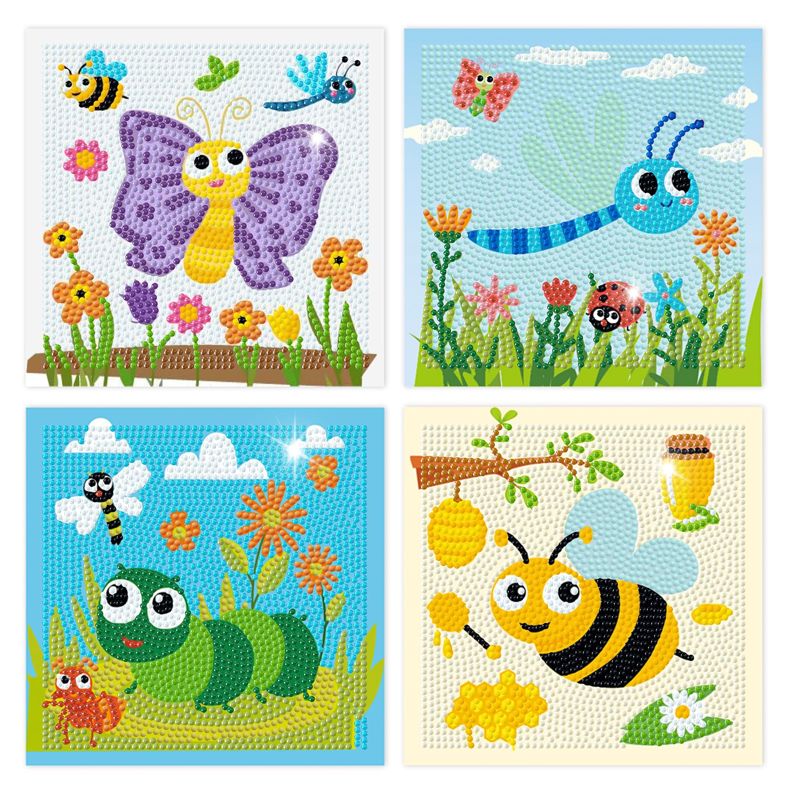 Cheerupp 4 Pcs Spring Summer Insect Diamond Art Kits