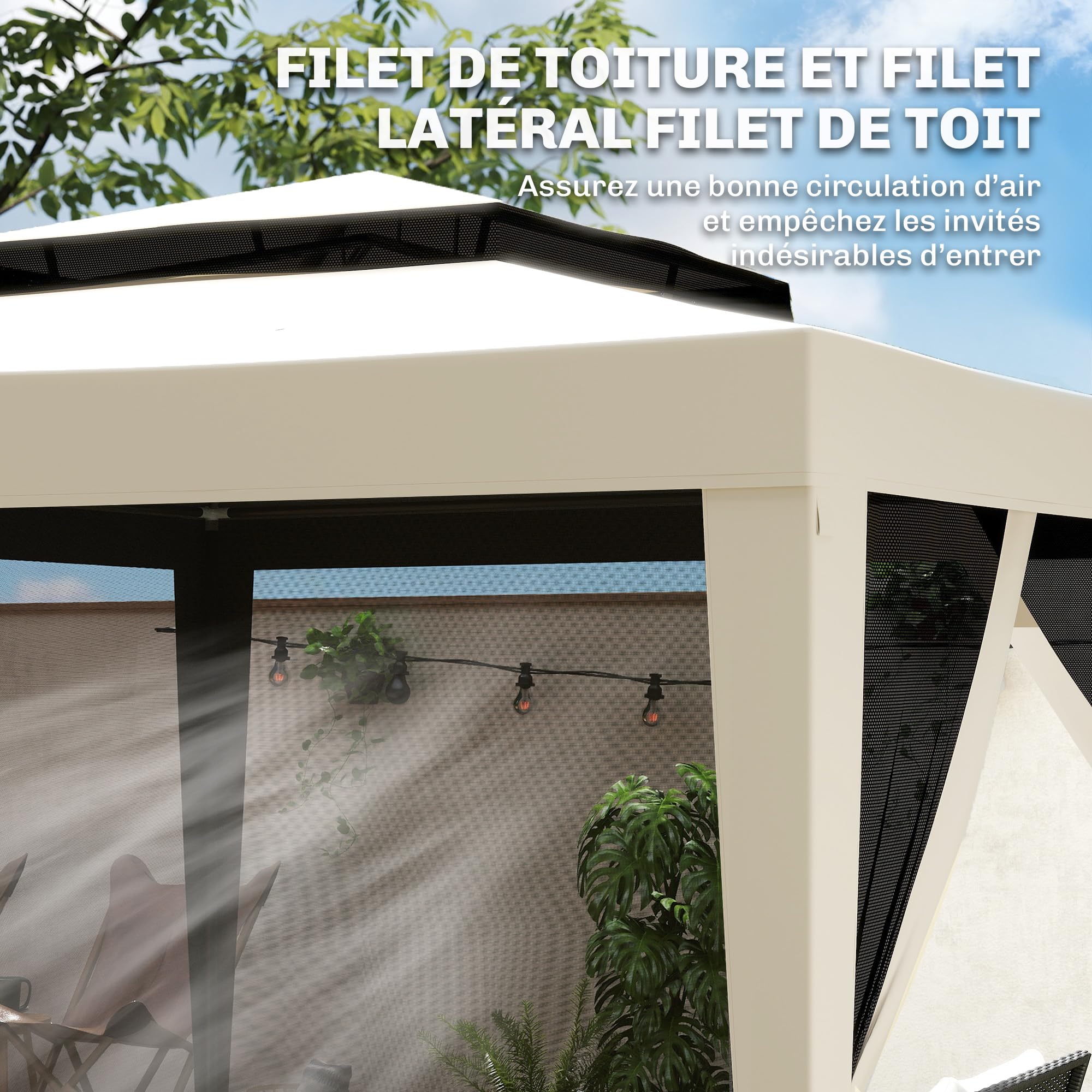 Outsunny tuinpaviljoen tuinpaviljoen 3 x 4 m tuintent partytent