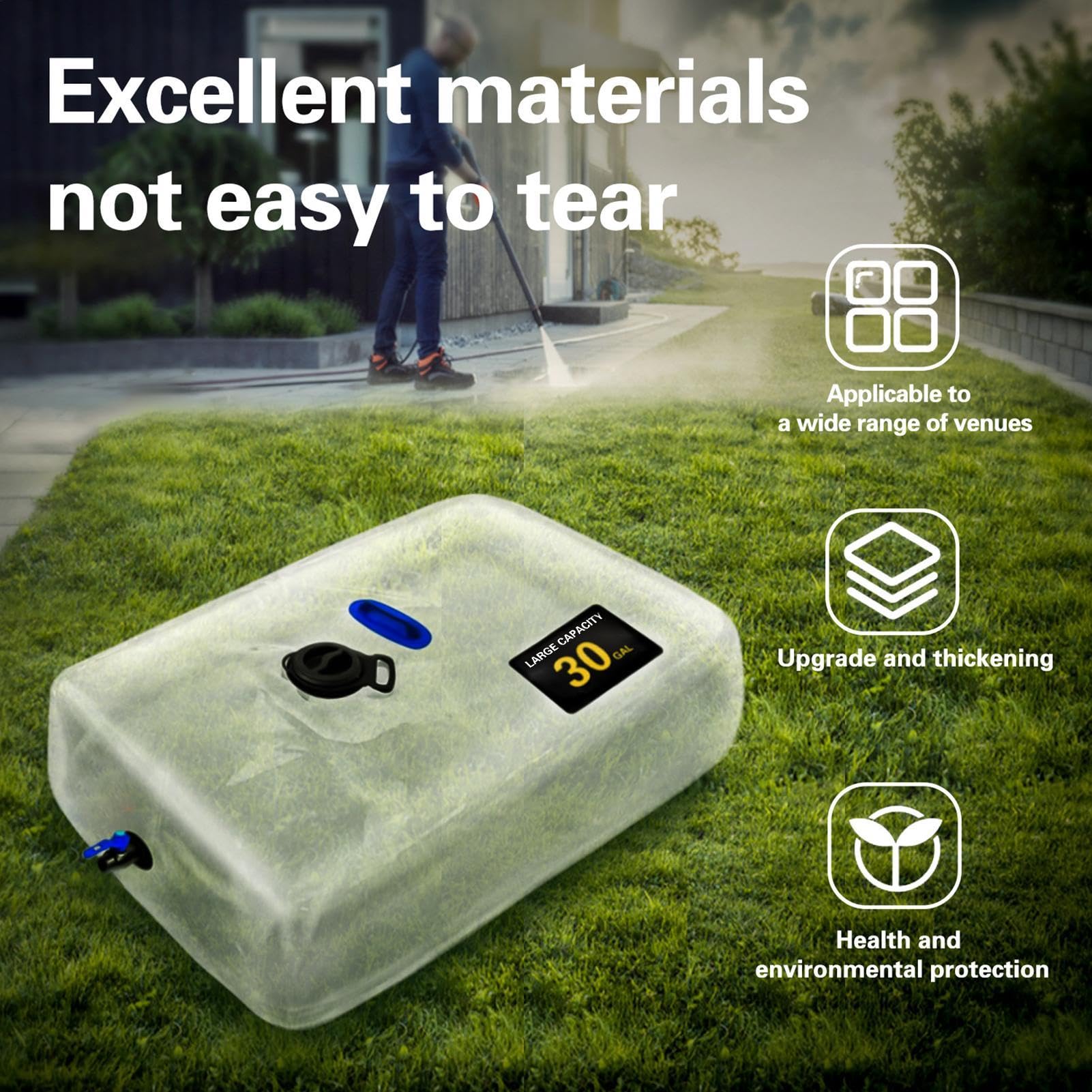 RV Wasserblase Hydration Wasserbeutel Faltbarer Wassertank Camping Wassertasche Transparent Wasserspeicher Wasserspeicher Behälter Transparent Camping Wassertasche für Camping Garten