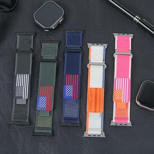 Miniatura 2 de ALMNVO Trail Loop - Correa de nailon resistente para Apple Watch Ultra2 de 1.929 in 1.772 in 1.732 in 1.654 in 1.614 in 1.575 in 1.496 in para