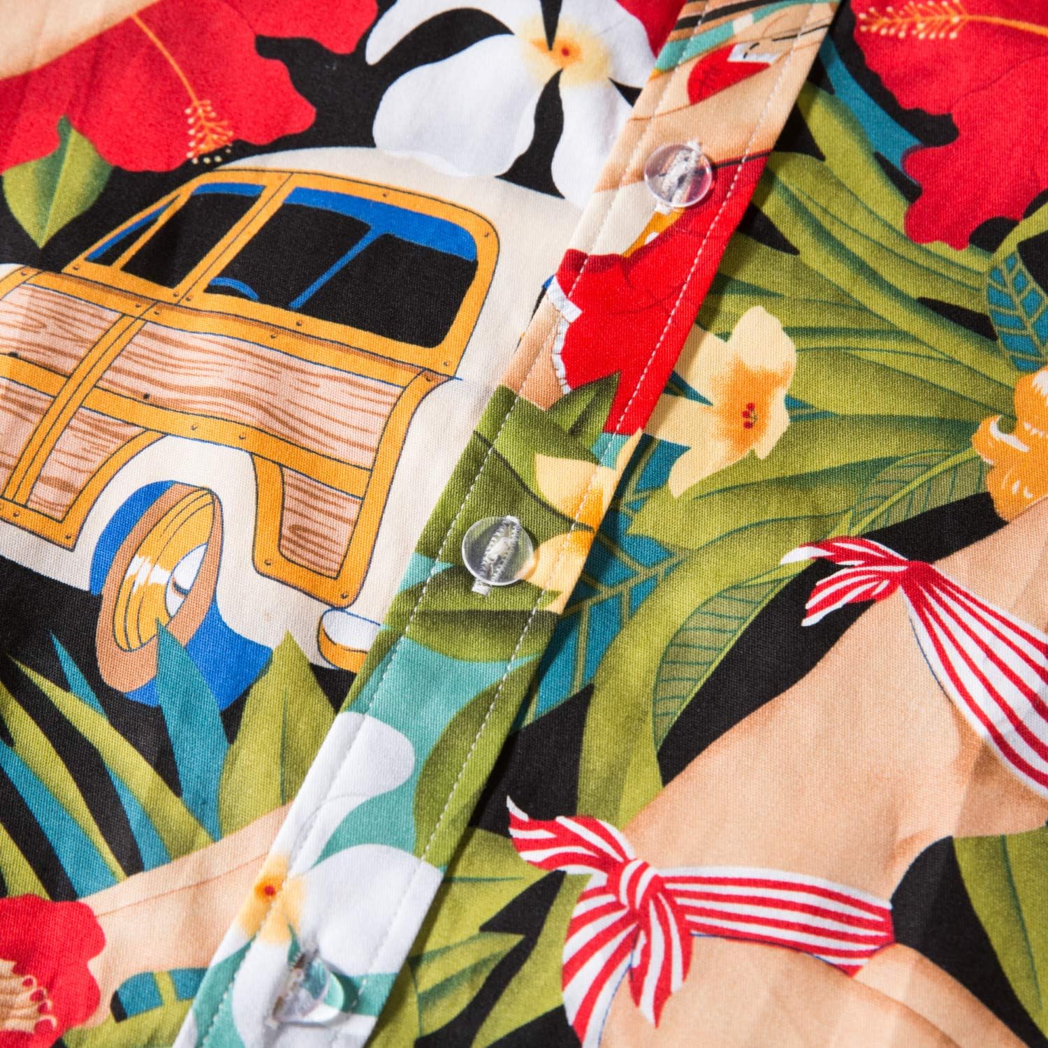 TUNEVUSE Mens Flower/Pineapple/Bird Print Hawaiian Short Sleeve Shirt Casual Button Down Tropical Shirt - Image 6