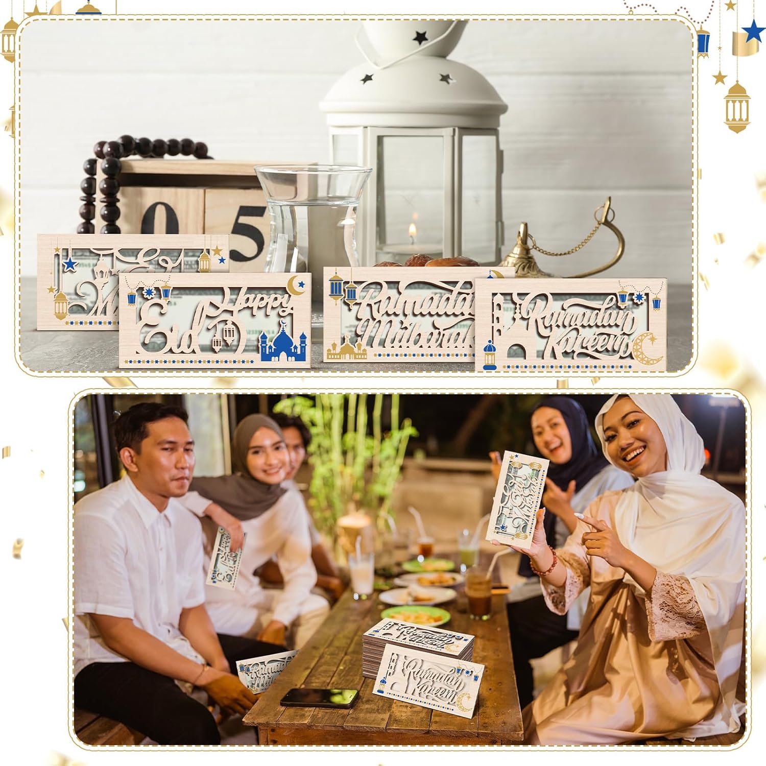 12 Pcs Eid Money Holders Ramadan Kids Gift Bulk Wooden Money Card Holder for Cash Eid Mubarak Decorations DIY Cash Wallet Boxes for Family Friend, 4 Styles image 5 of 6 B0DRCSMDSS