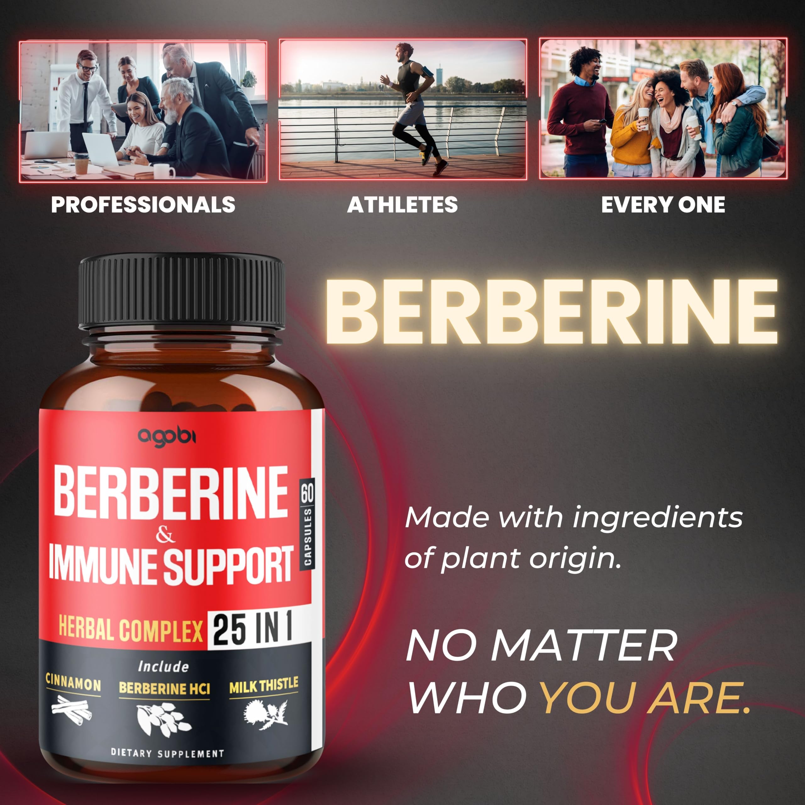 Premium Berberine Supplement with Ceylon, Ashwagandha, Turmeric, Milk Thistle, Elderberry & Black Pepper - Supports Defense System, Cardiovascular & Gastrointestinal - 60 Capsules — Amazon image 5