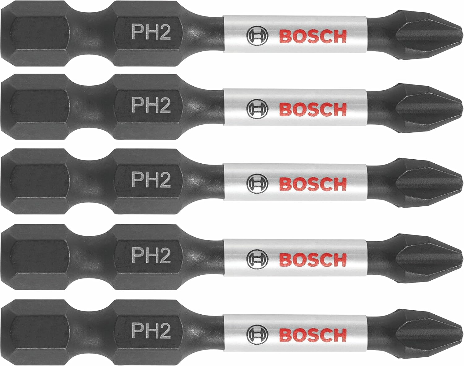 BOSCH ITPH2205 5-Pack 2 In. Phillips #2 Impact Tough Screwdriving Power Bits