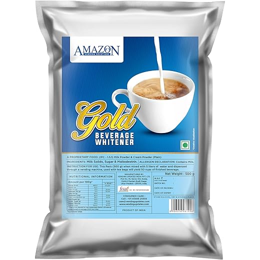 Amazon Gold Beverage Dairy Whitener, Milk Powder, Low Sugar, for Creamy Tea & Coffee, For Vending Machine