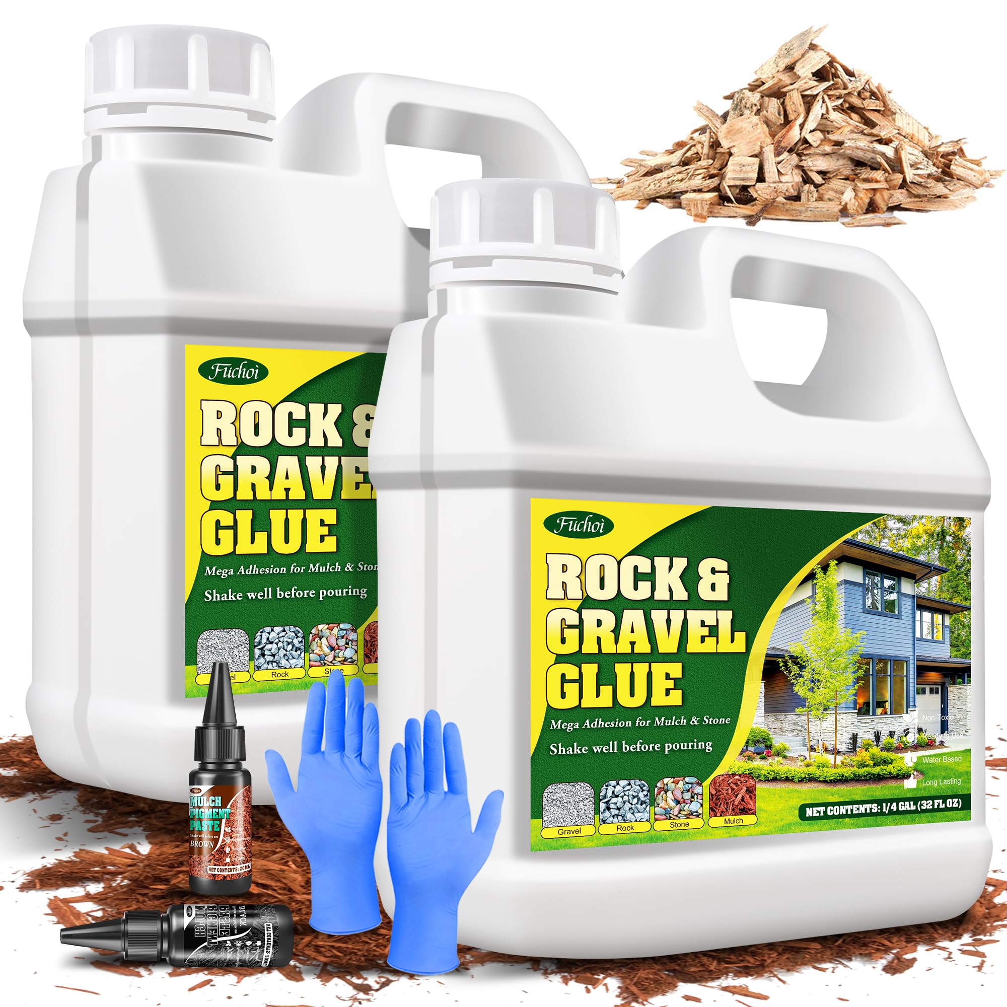 Gravel Glue With Dye - 2L Adhesive Fast-Drying Waterproof, Landscaping Mulch Glue, Gravel Binder & Pea Gravel Stabilizer for Garden, Yard, Patio, for Rocks, Mulch, Pebbles & Pine Straw โ image 1