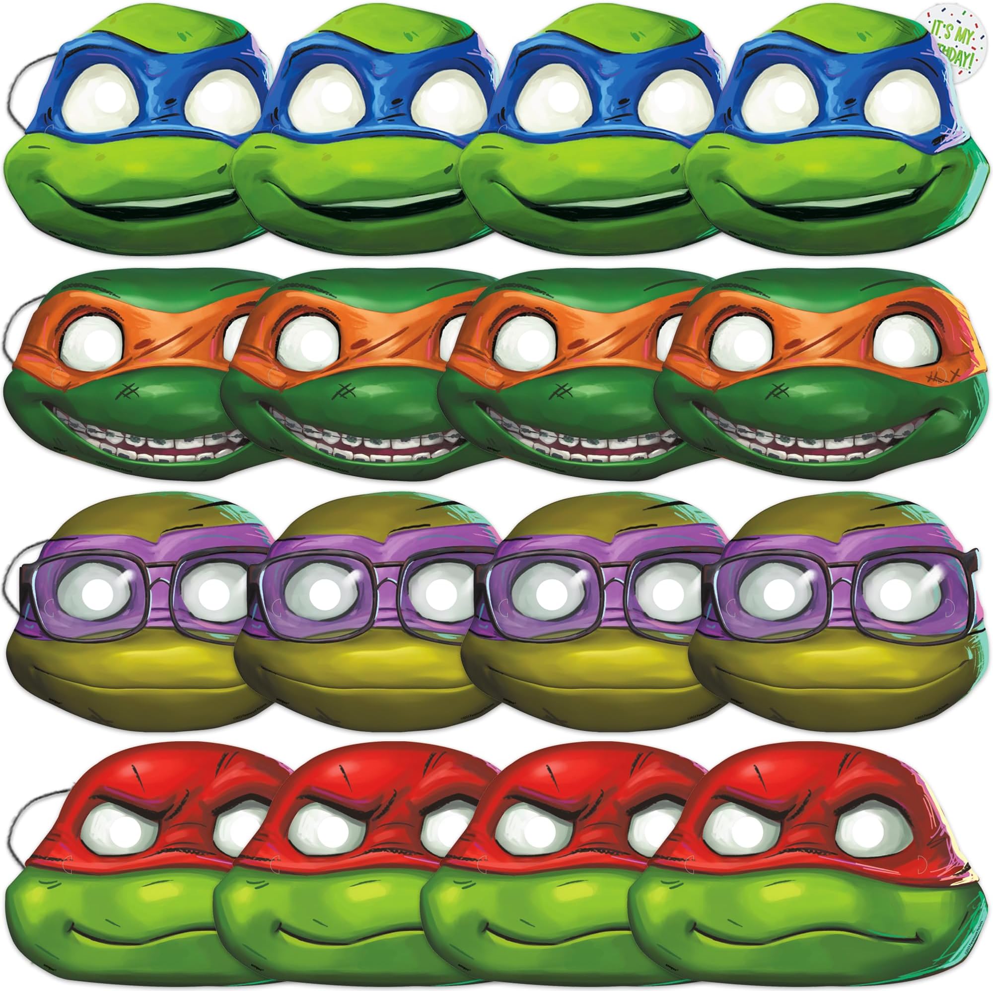 Ninja Turtle Birthday Party Supplies - Party Masks (Pack of 16) and Sticker