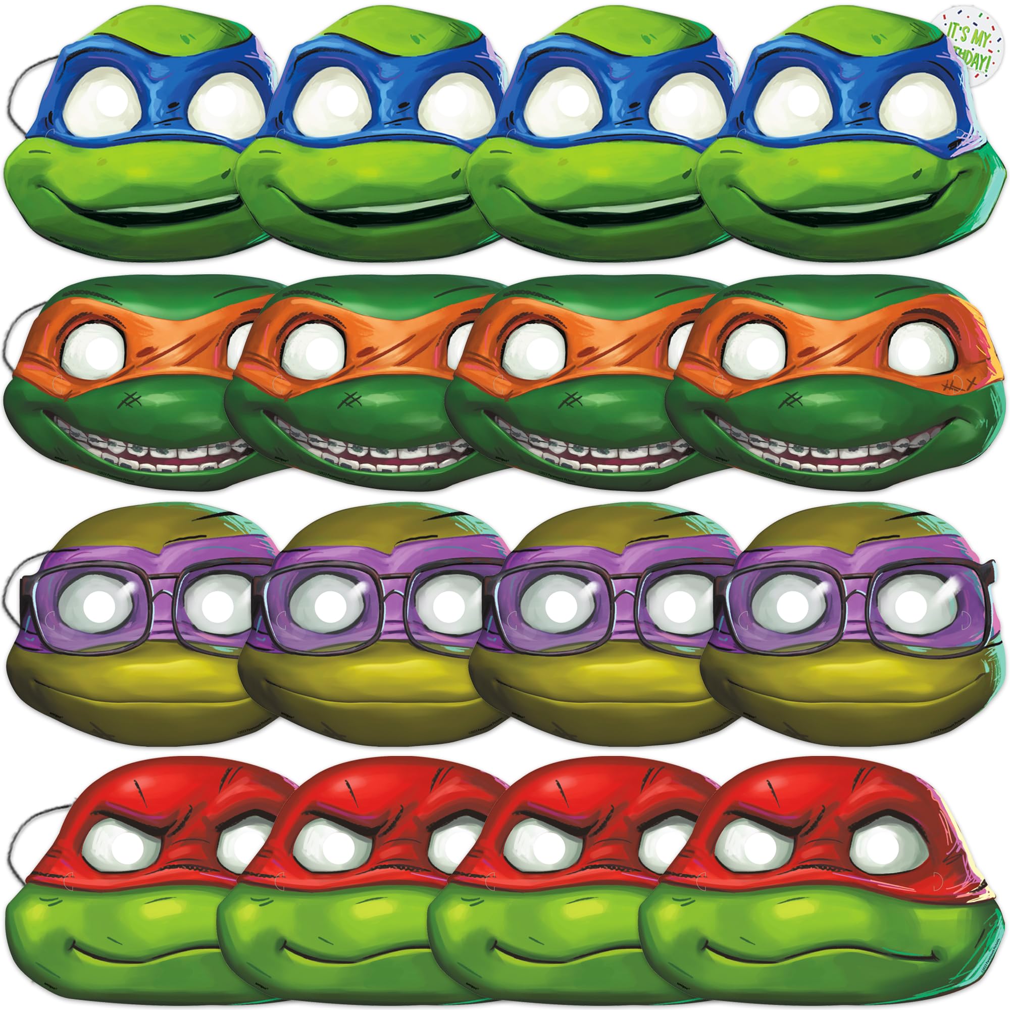 Unique Ninja Turtle Birthday Party Supplies - Party Masks (Pack of 16) and Sticker