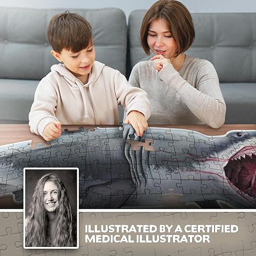 Miniatura 7 de Rompecabezas de suelo de anatomía animal de tigre, tiburón y búho, rompecabezas de doble cara de 100 piezas, ilustración científicamente precisa,