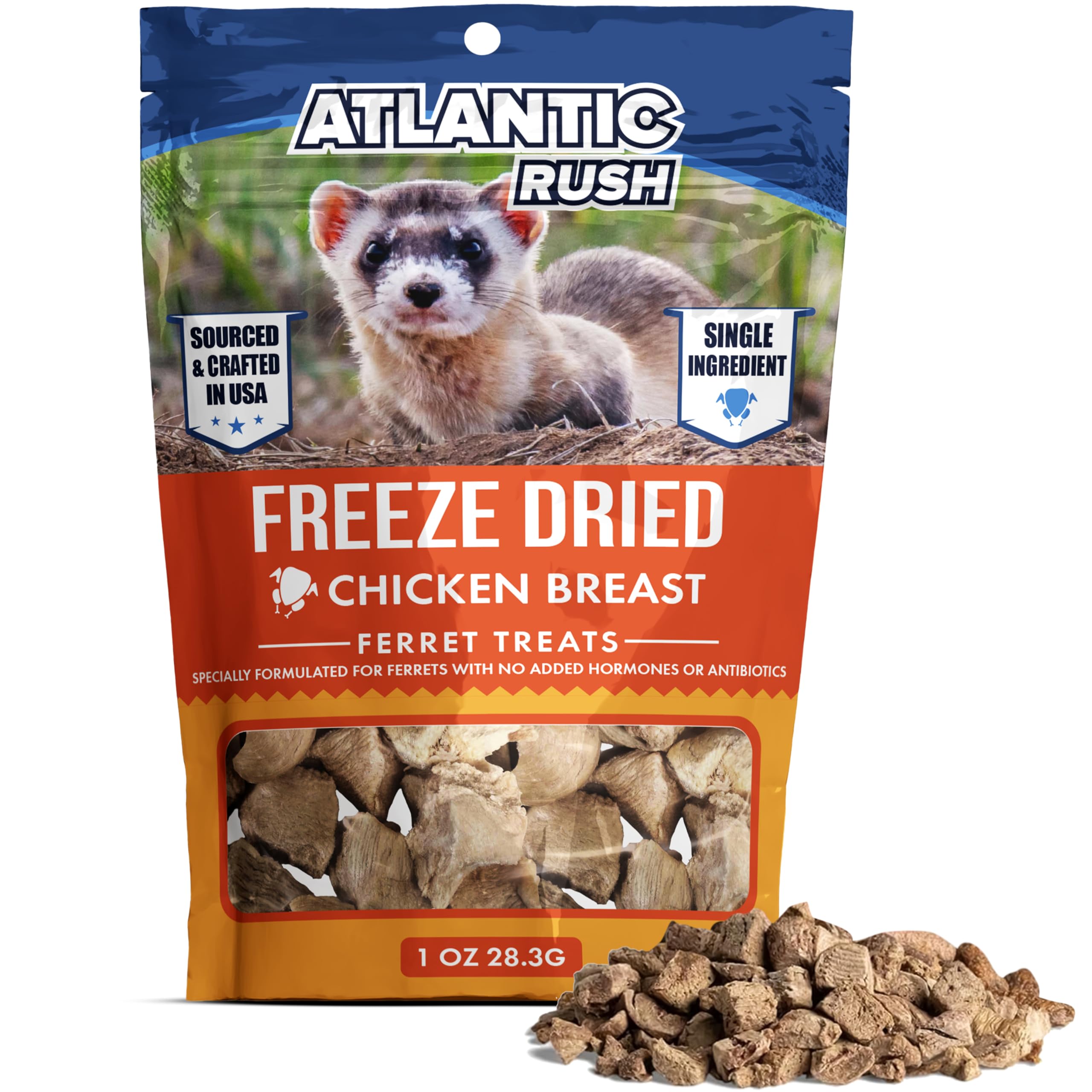 Freeze Dried Small Pet Treats - 1oz Resealable Bag of Treats for Ferrets - Ferret Snacks - Single Ingredient Ferret Food With No Preservatives Or Fillers- Small Animals Treats (1oz, Chicken Breast)