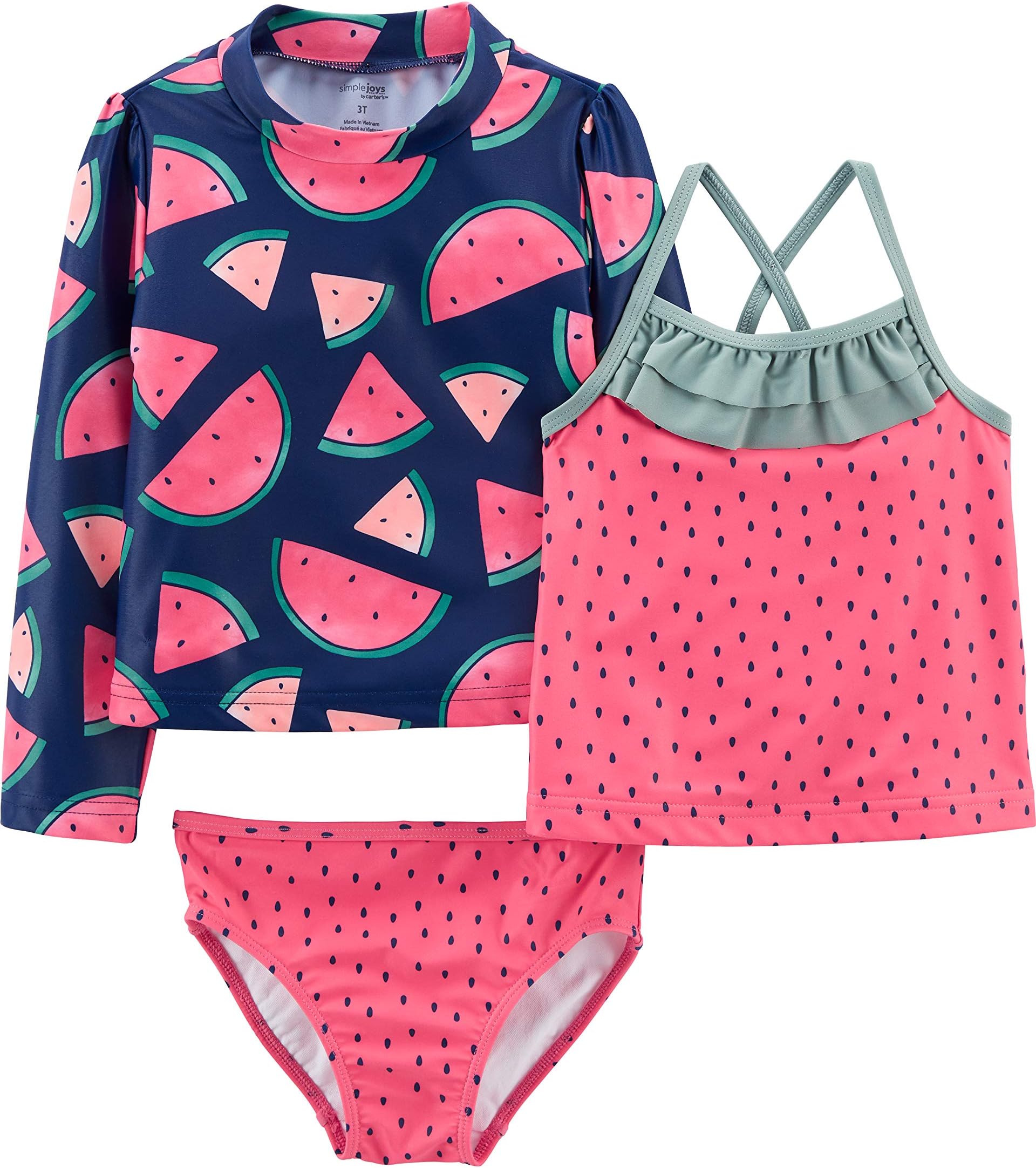 Baby-Girls 3-Piece Assorted Rashguard Sets