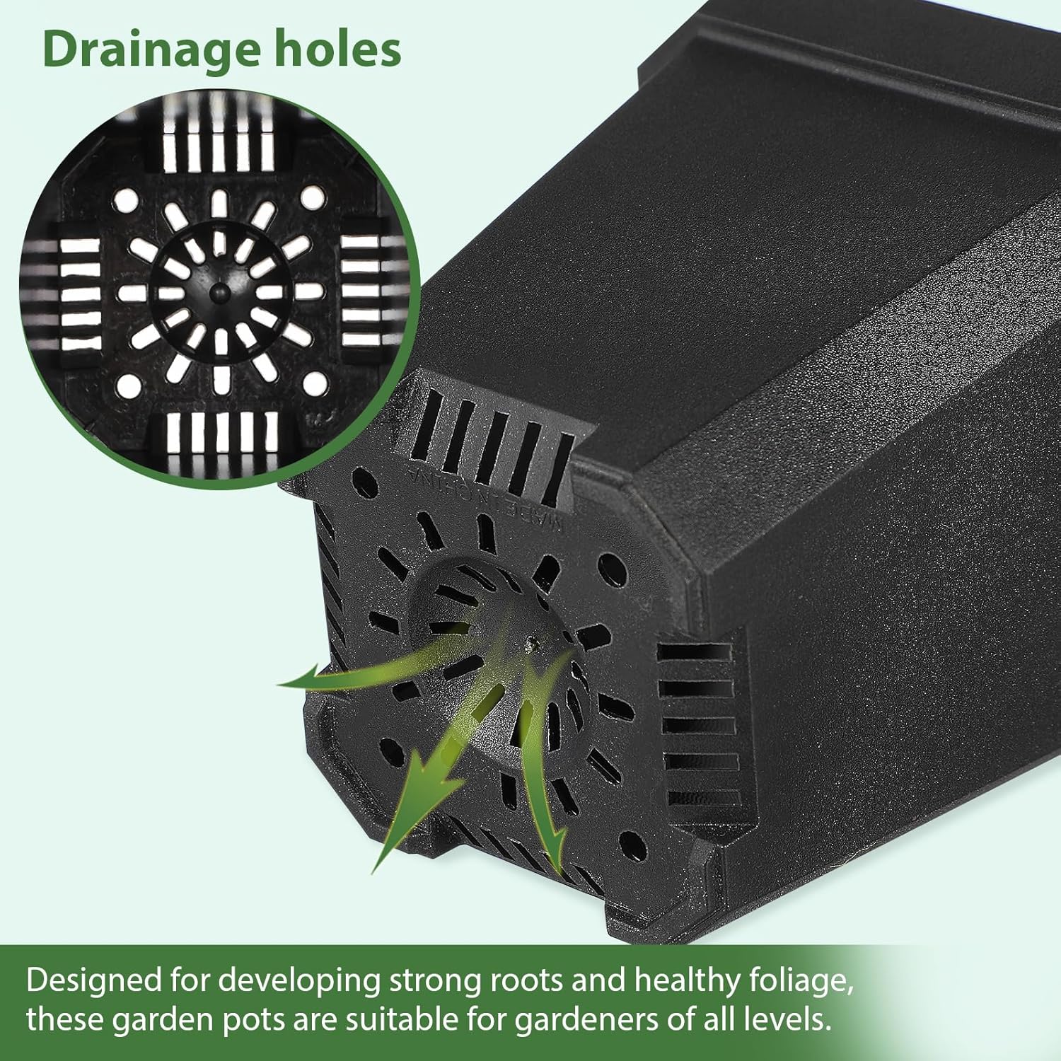 LIOOBO Black Plant Nursery Pots: 5Pcs Seeding Starter Pots, 3 Square Nursery Pot with Humidity Dome, Plastic Plant Container for Garden Vegetable Flower Germination (Pack of 2)